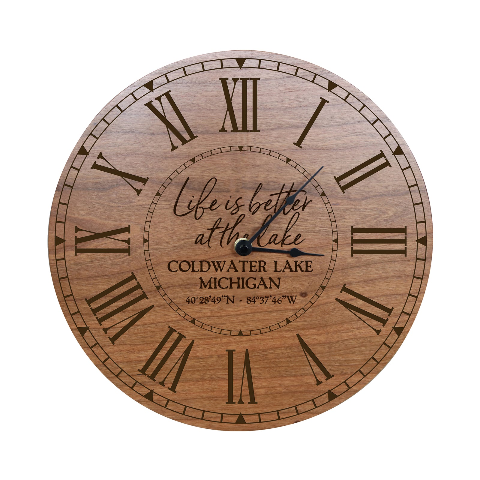 custom wooden 12in family wall clock