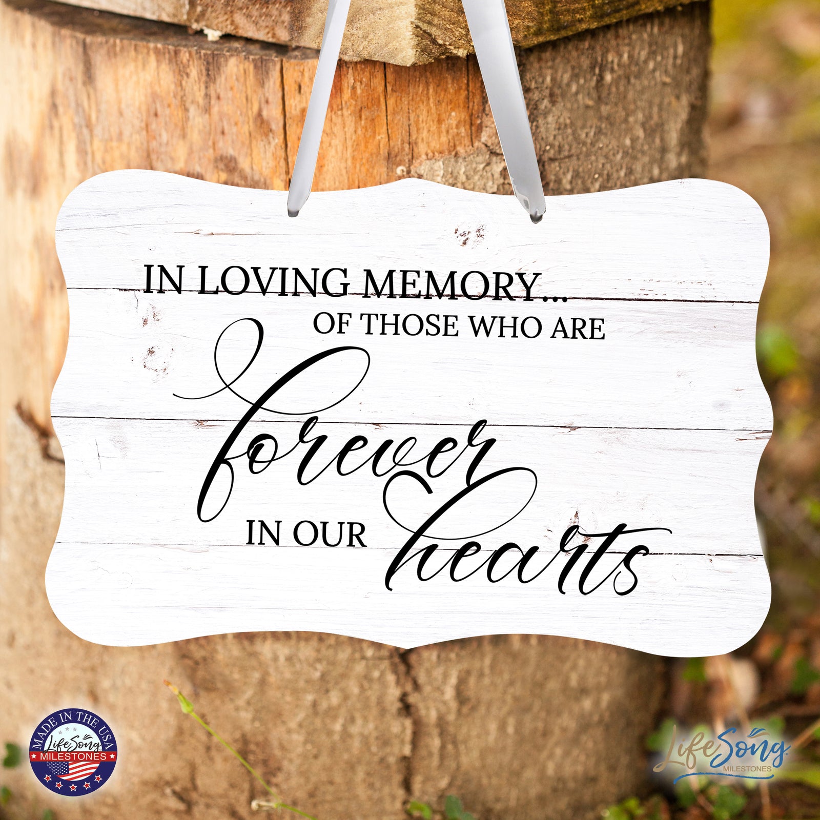 Wooden Memorial Wall Sign Hanging Decor 8x12 for Loss of Loved One - In Loving Memory - LifeSong Milestones