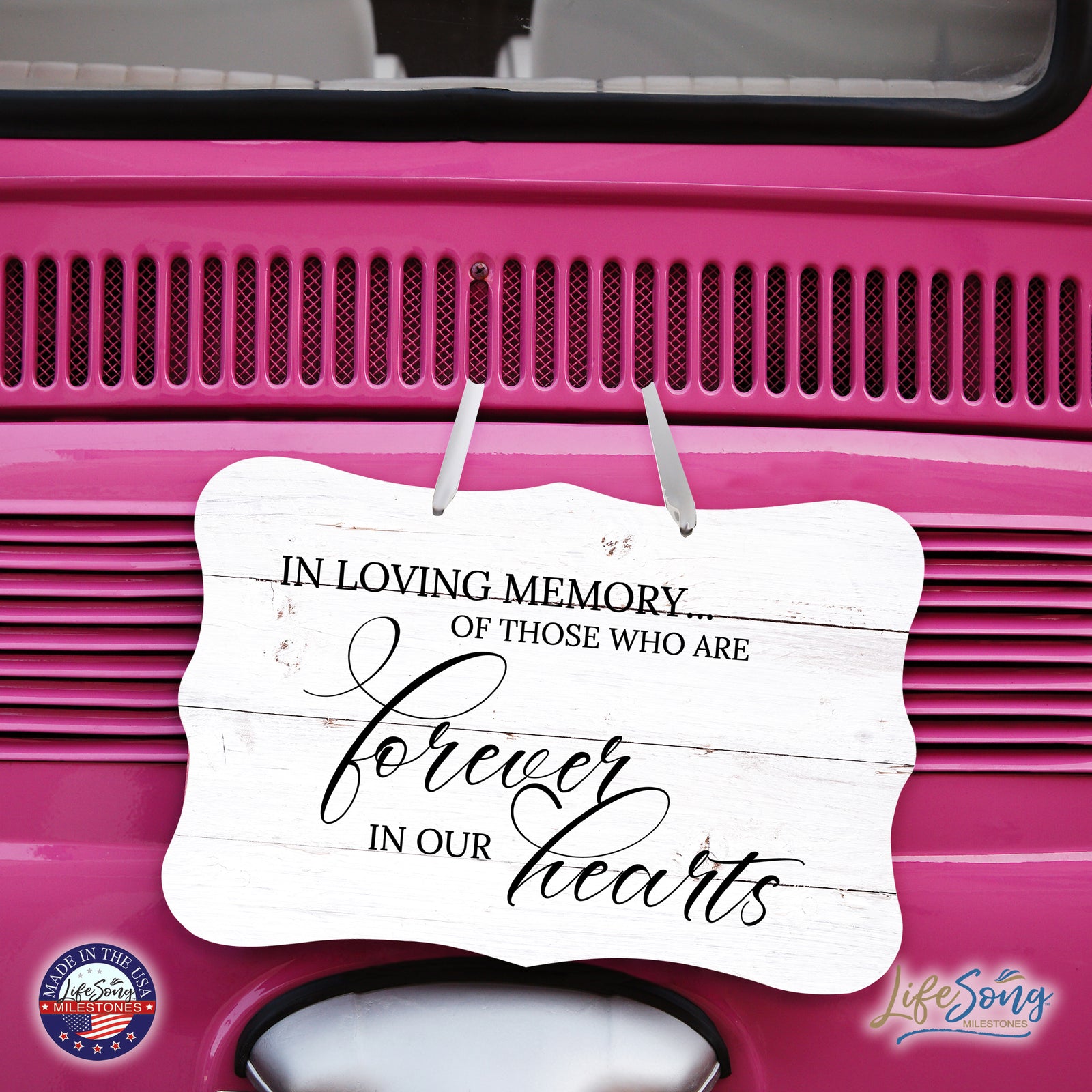 Wooden Memorial Wall Sign Hanging Decor 8x12 for Loss of Loved One - In Loving Memory - LifeSong Milestones