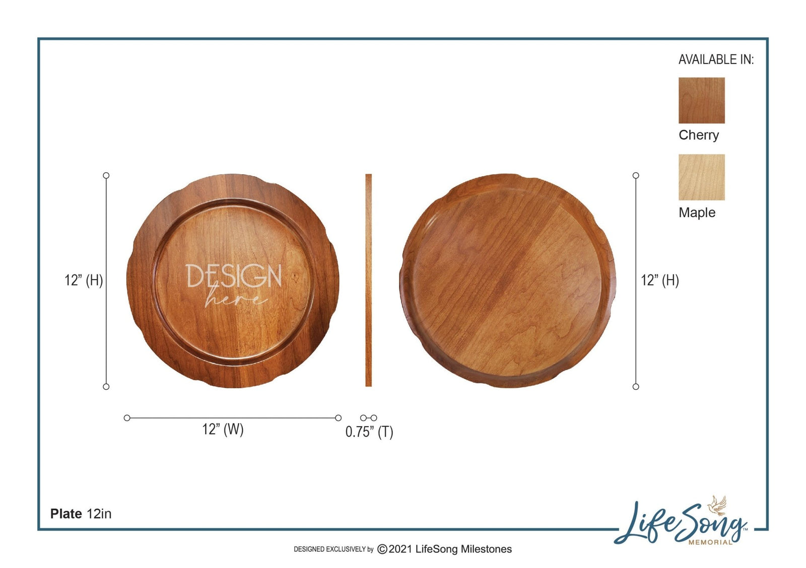 12" Personalized Memorial Wooden Plate - A Memory - LifeSong Milestones