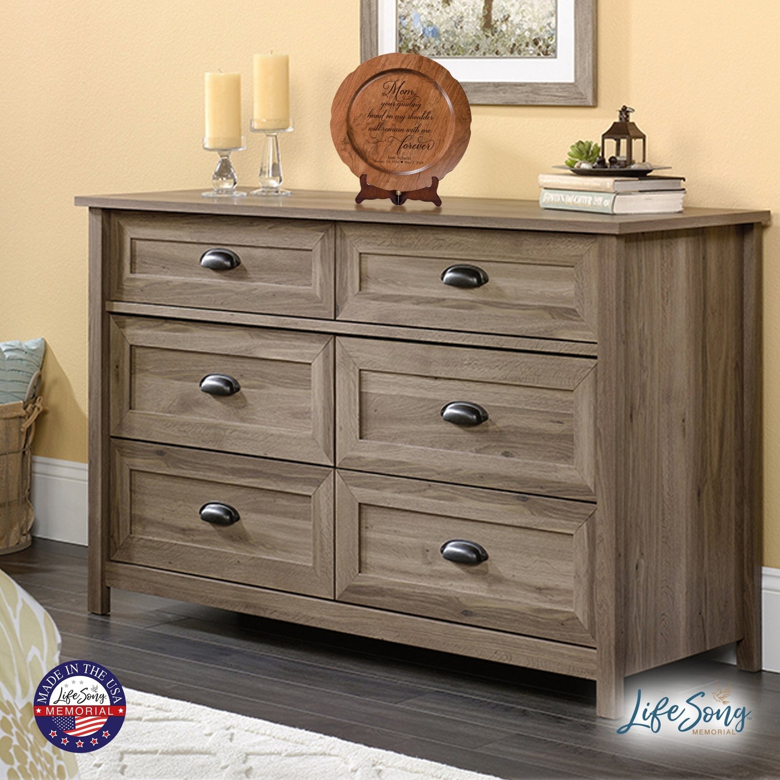 12" Personalized Memorial Wooden Plate - Mom Forever - LifeSong Milestones