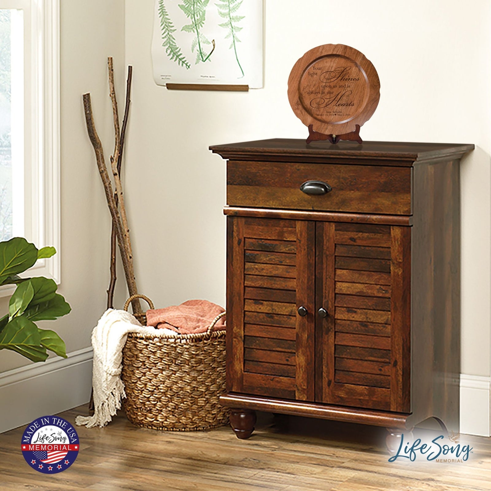 12" Personalized Memorial Wooden Plate - Your Light Shines - LifeSong Milestones