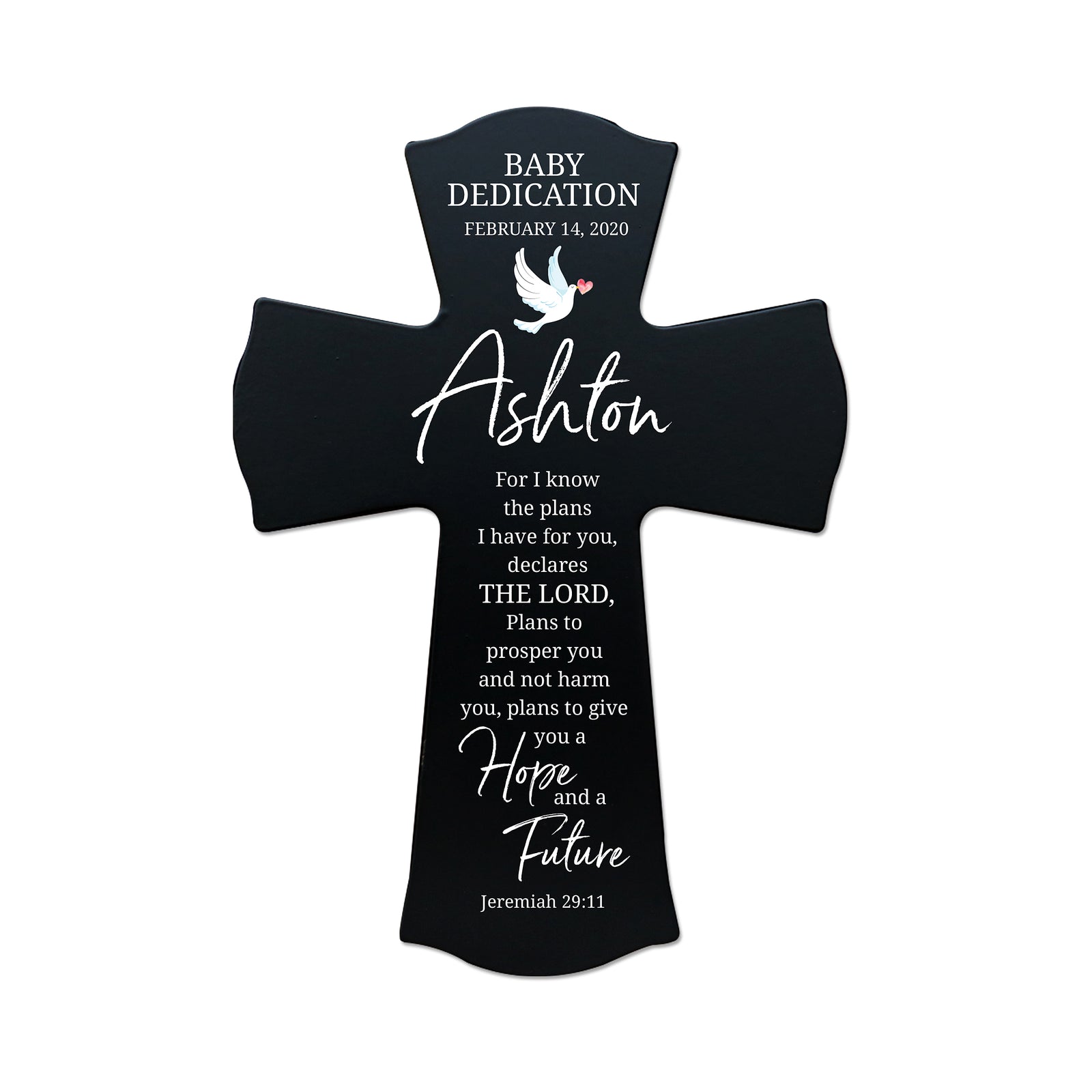 Custom Baby Dedication Wood Wall Cross - For I Know The Plans - Jeremiah 29:11