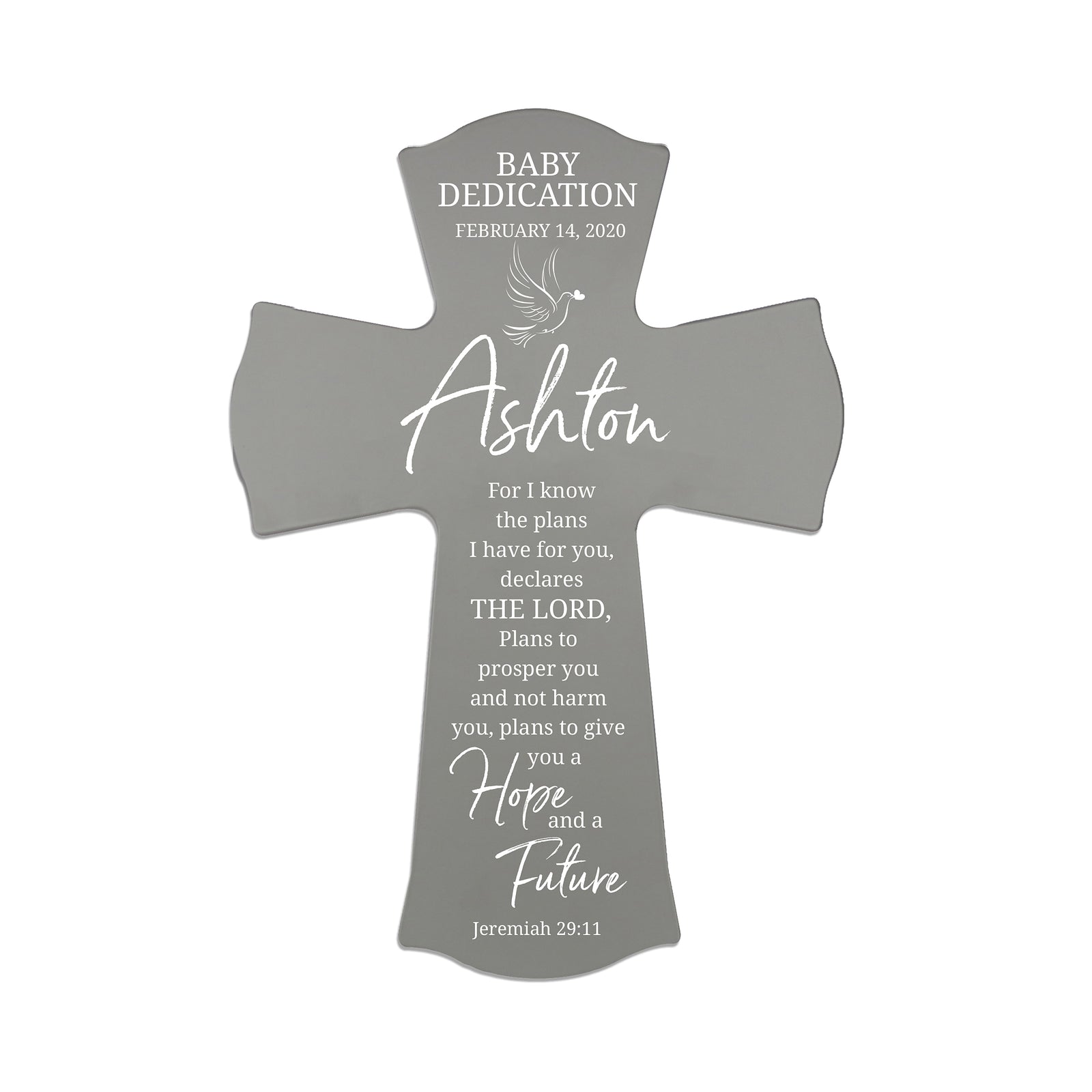 Custom Baby Dedication Wood Wall Cross - For I Know The Plans - Jeremiah 29:11