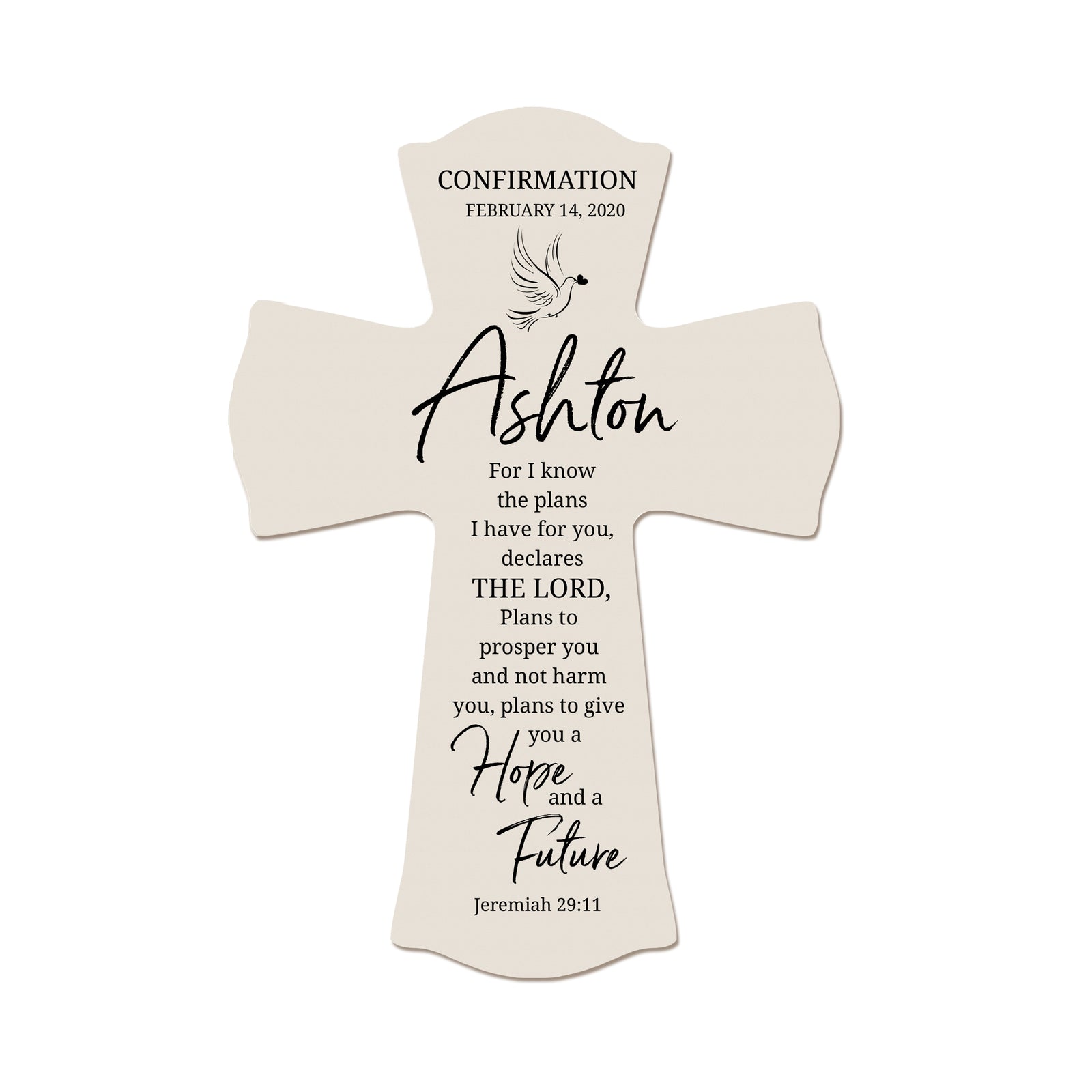 Custom Confirmation Wall Cross - For I Know The Plans - Jeremiah 29:11