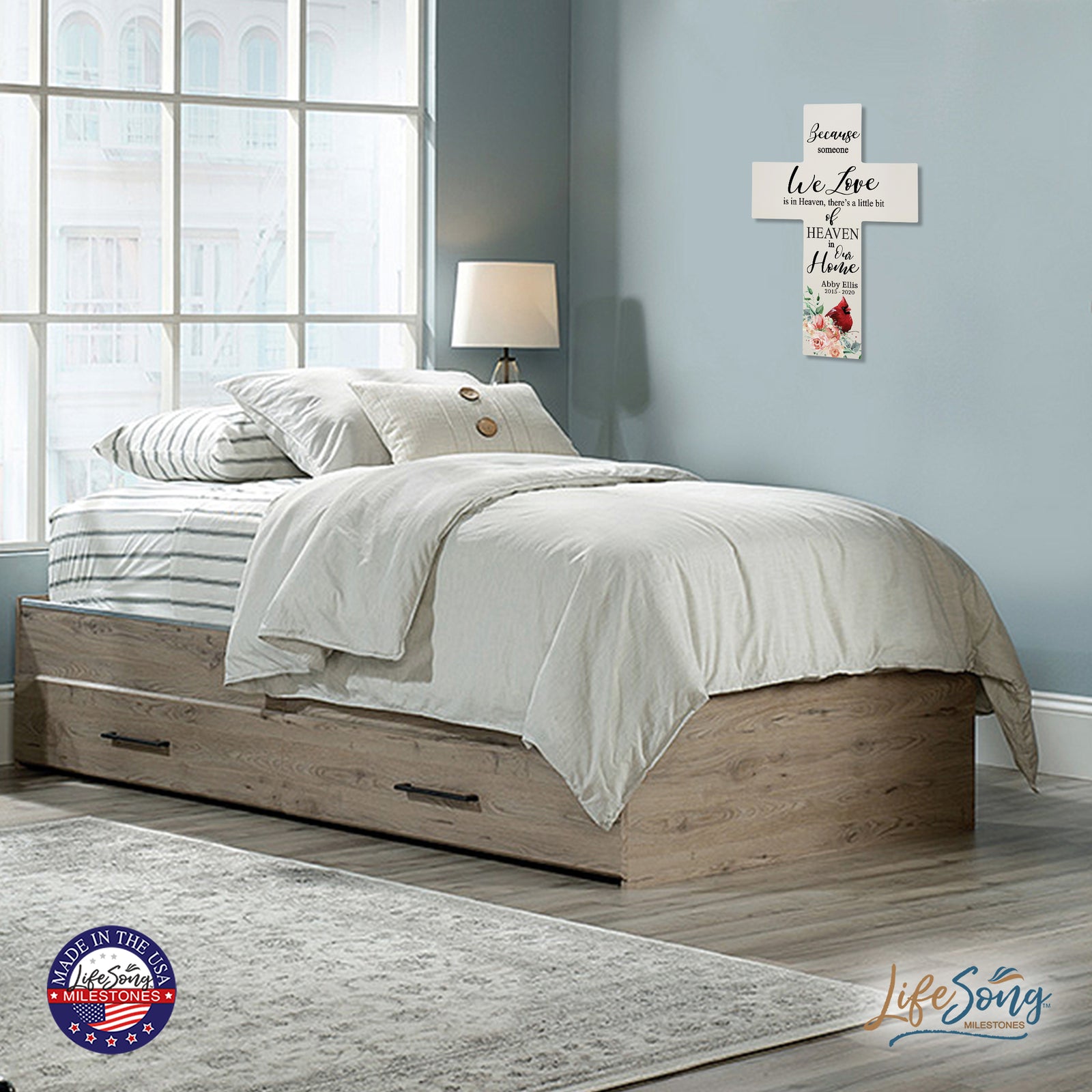 Custom Memorial Wall Cross - Because Someone We Love (Cardinal)