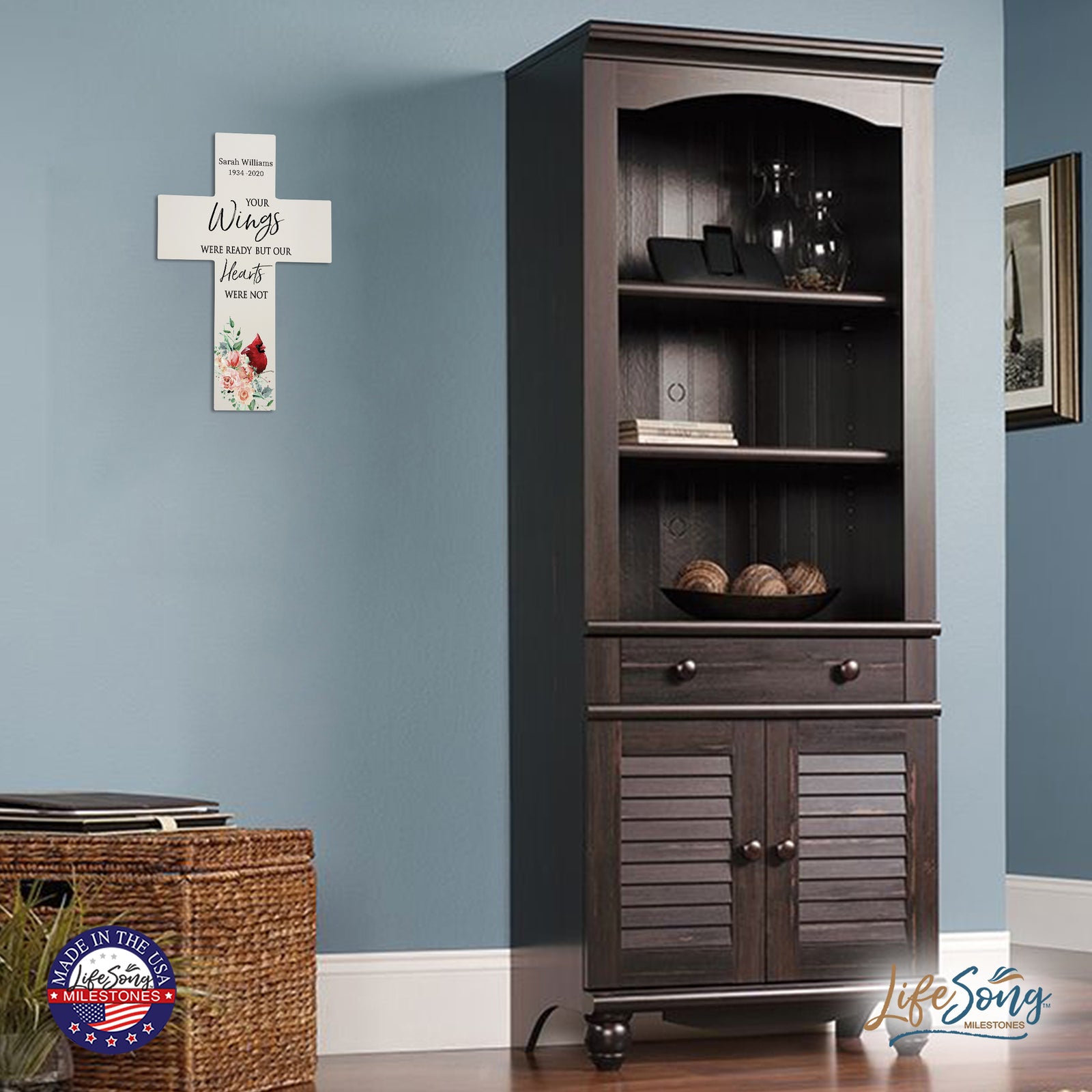 Custom Everyday Memorial Wall Cross 9.25x14 Your Wings Were