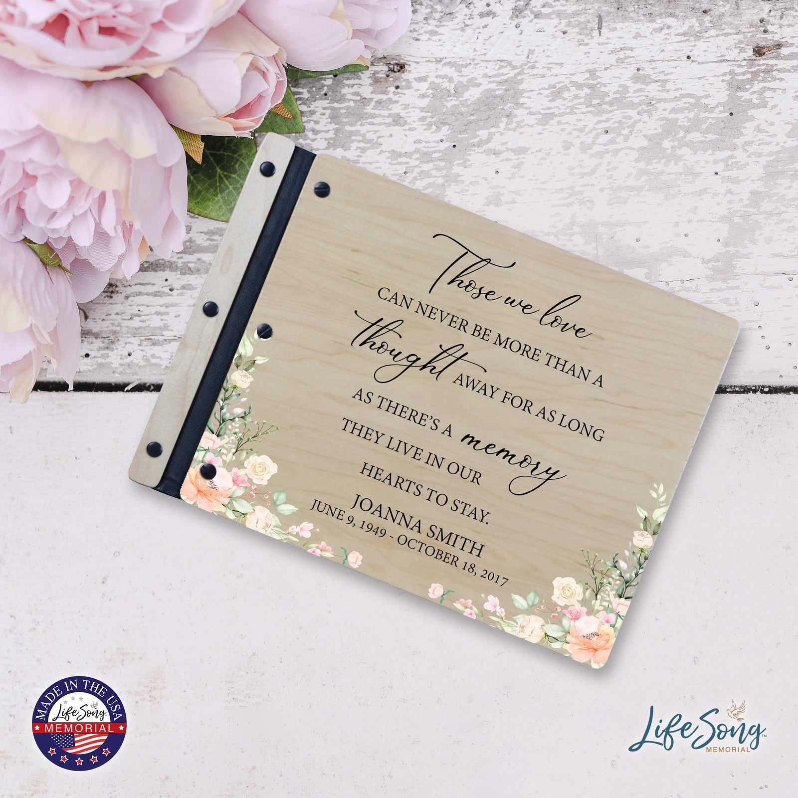 Custom Large Wooden Memorial Guestbook 13.375x10in - Those We Love (Maple)