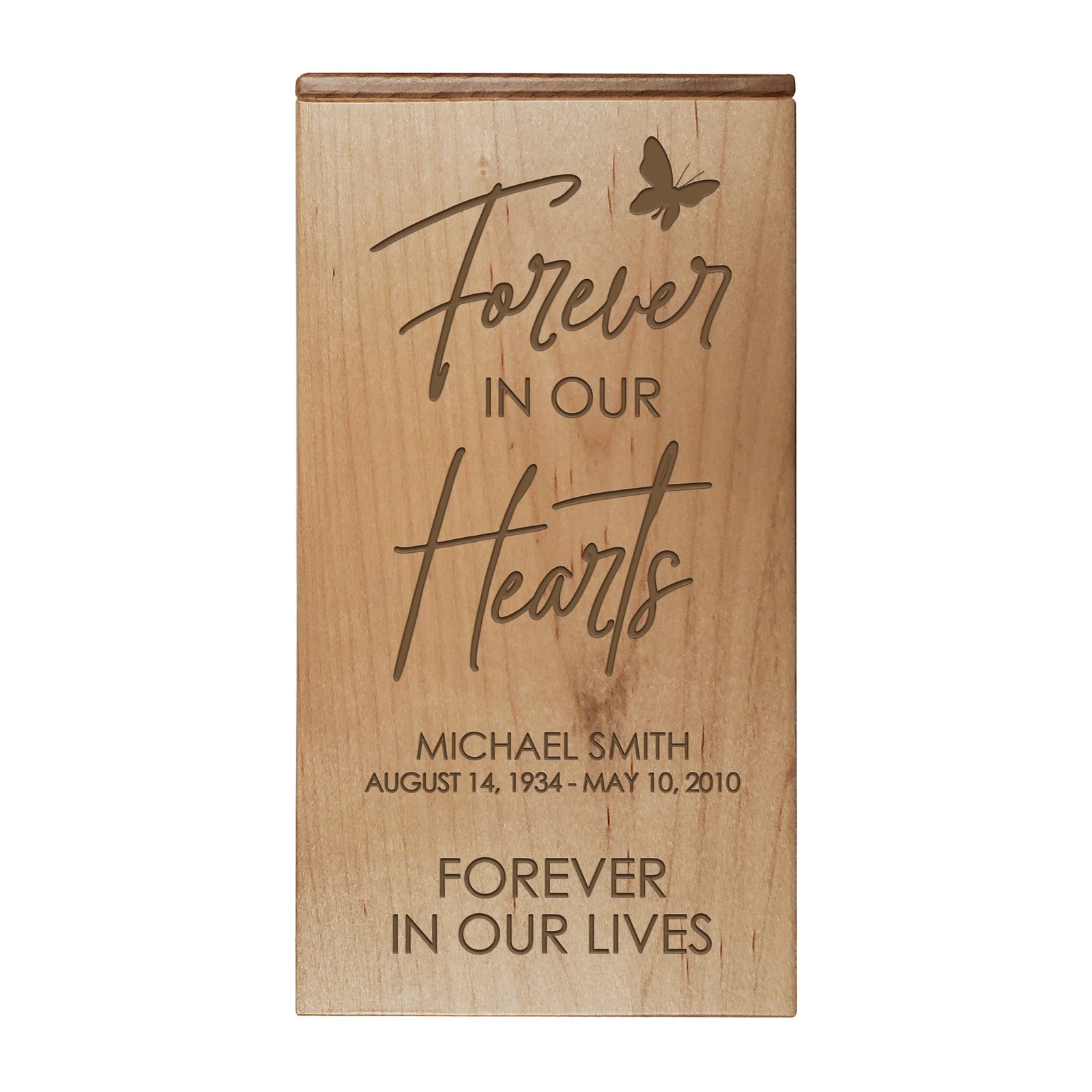 Personalized Wooden Memorial Cremation Urn Box for Human Ashes