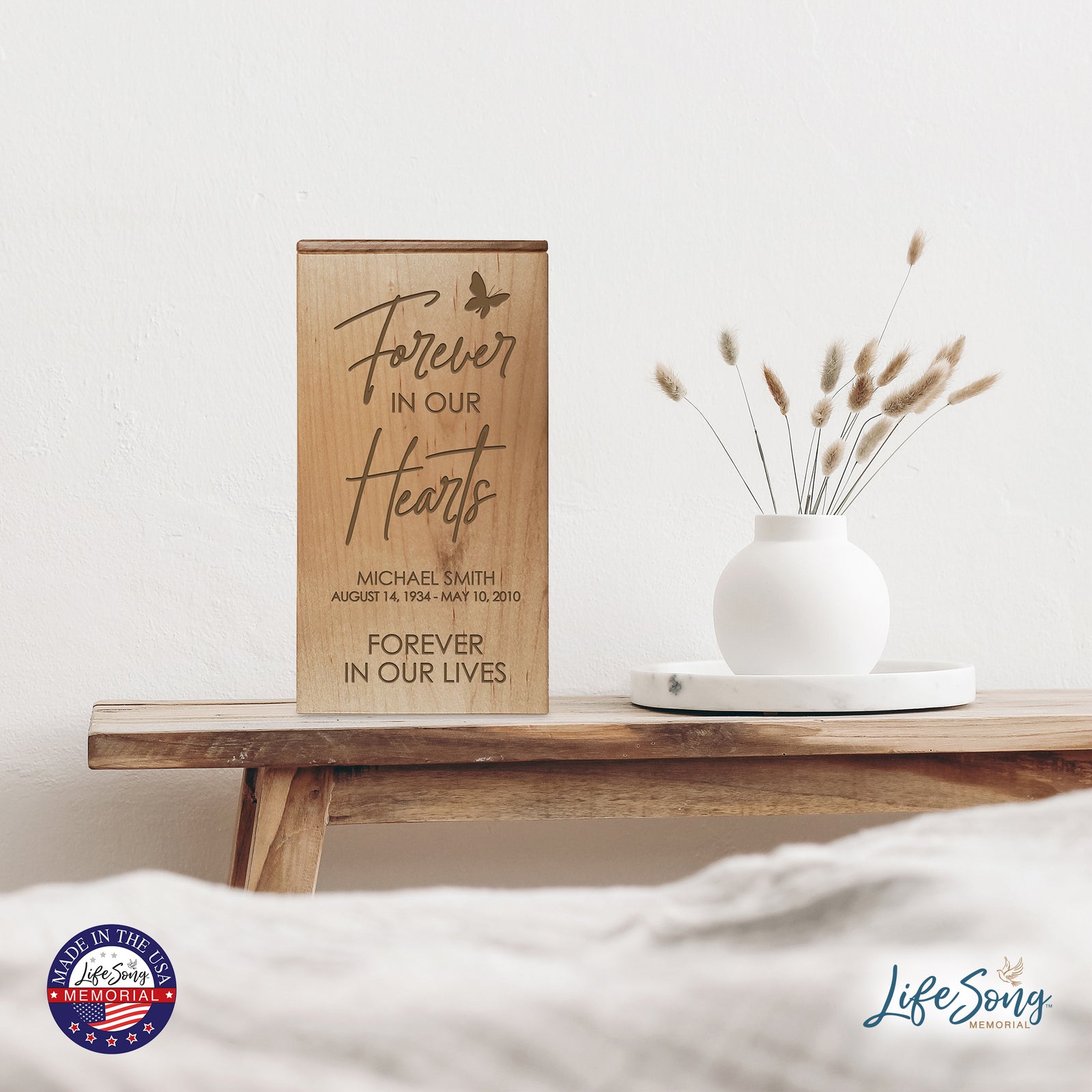 Memorial Handcrafted Wooden Keepsake Urn Box