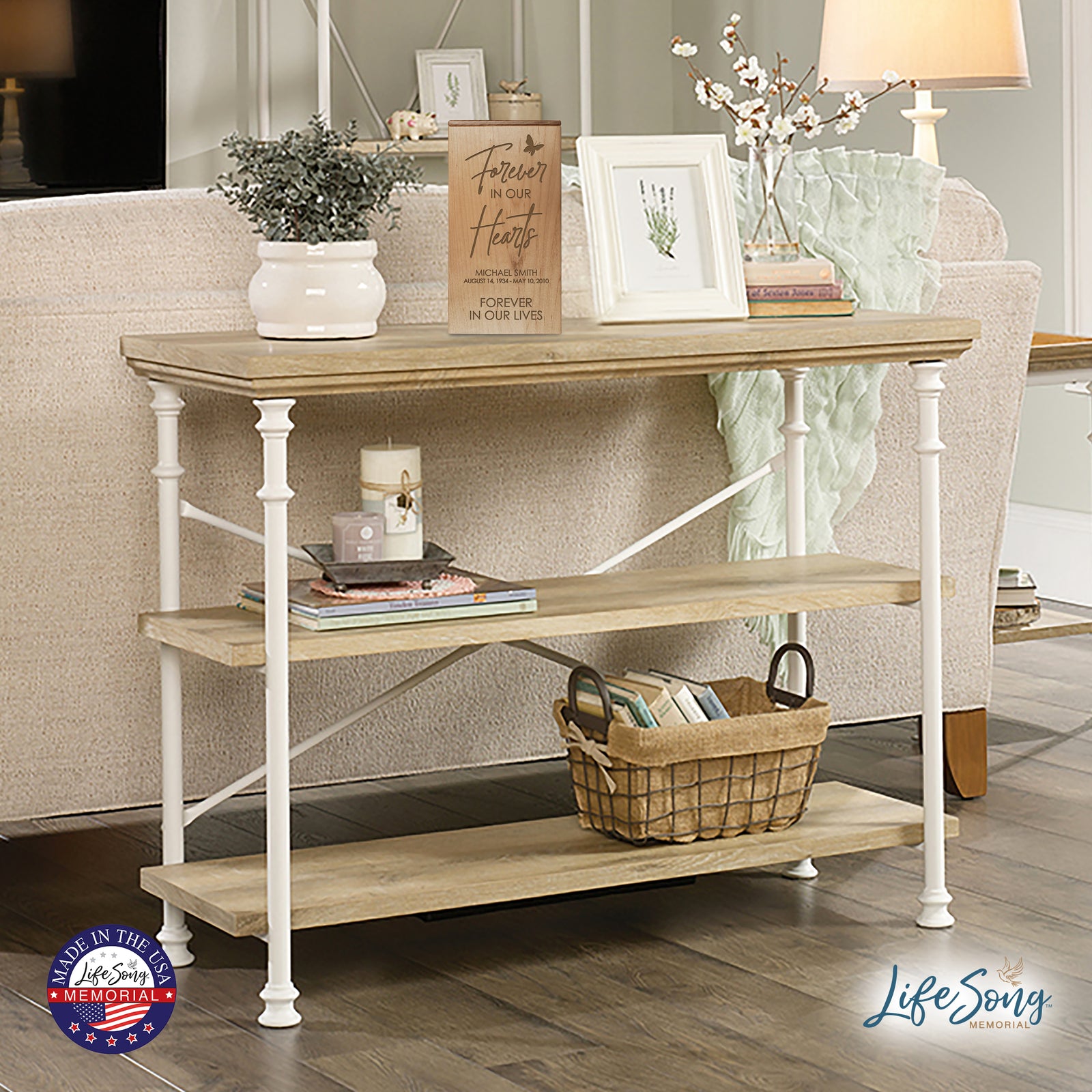 Custom Memorial Wooden Keepsake Urn Box for Human Ashes