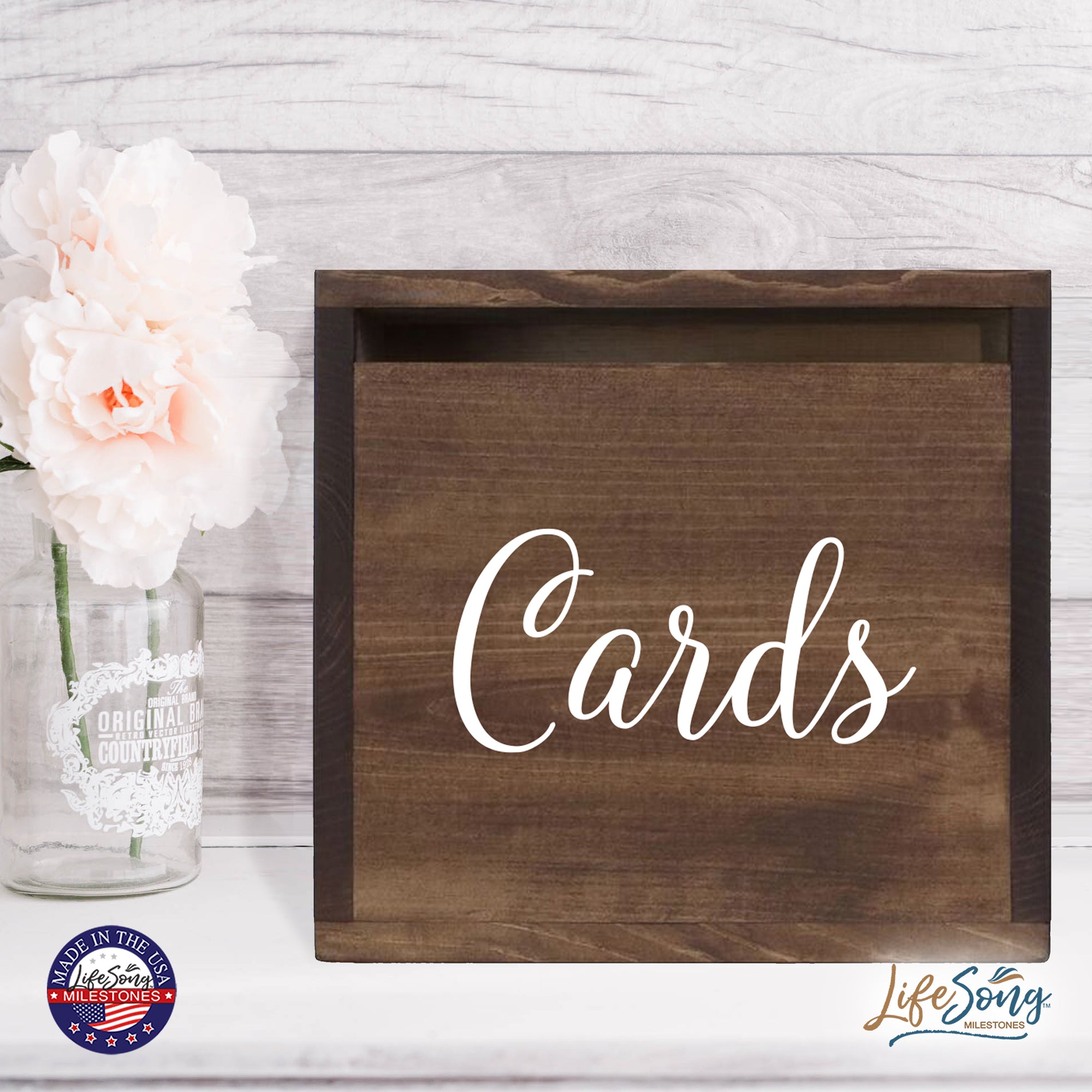Wooden Card Box for Wedding Ceremonies, Venues, Receptions, Bridal Showers, and Engagement Parties 13.5x12 - Wedding Card Box