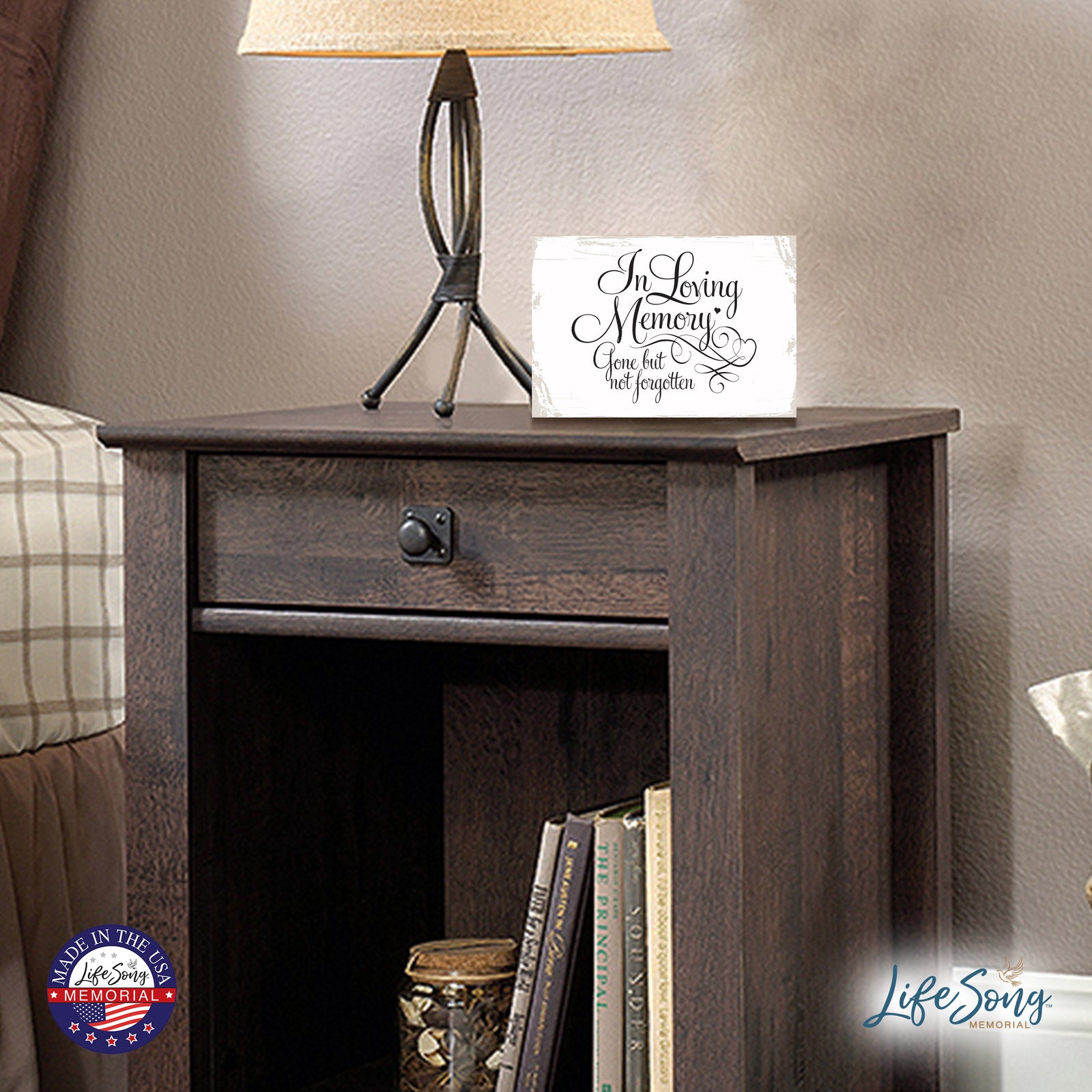 Modern Inspirational Memorial 5.5x 8 inches Wooden Sign Gone But Not Forgotten - Plaque Tabletop Decoration Loss of Loved One Bereavement Sympathy Keepsake