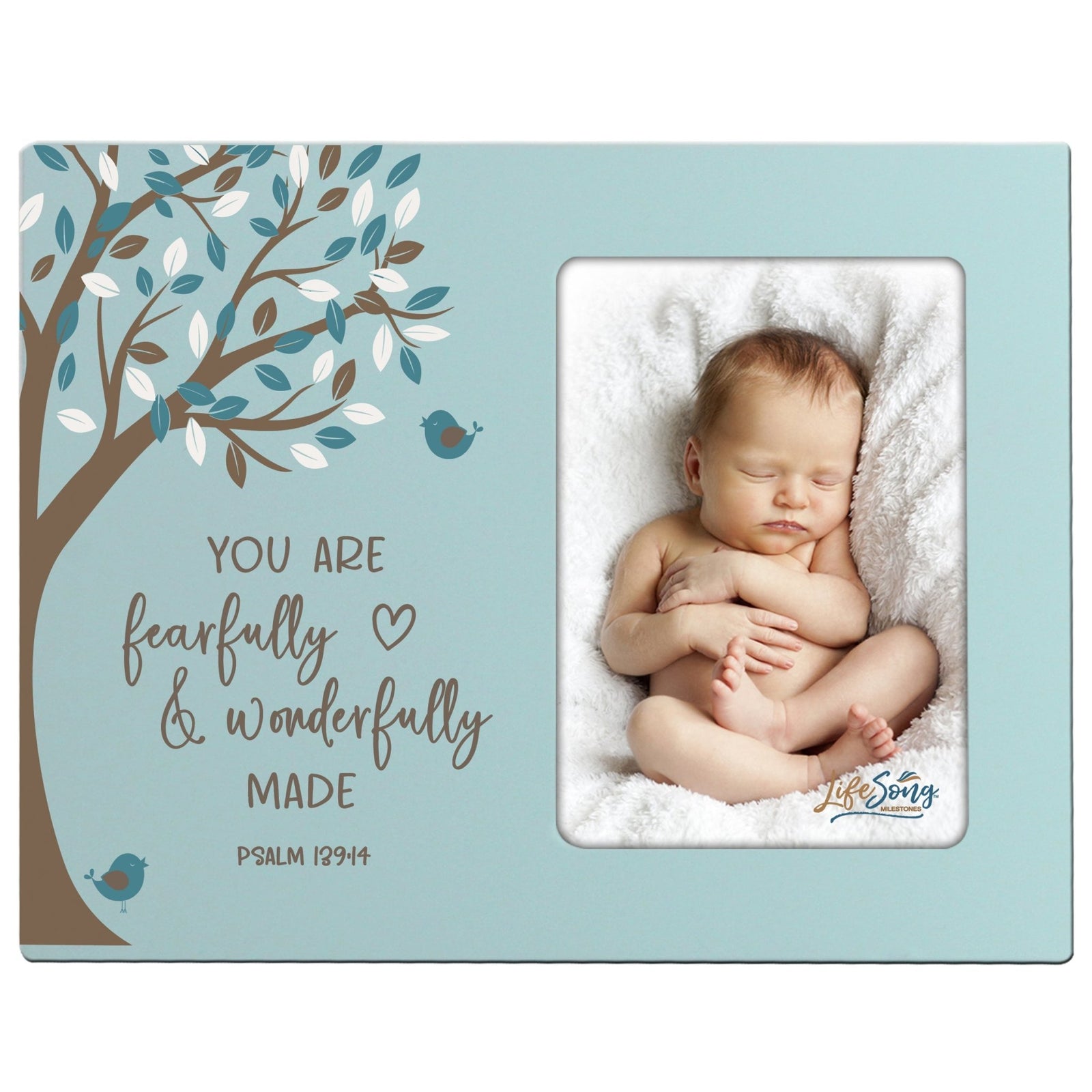 1st Baptism Blessing Photo Frame Gift For Newborn - Fearfully & Wonderfully - LifeSong Milestones