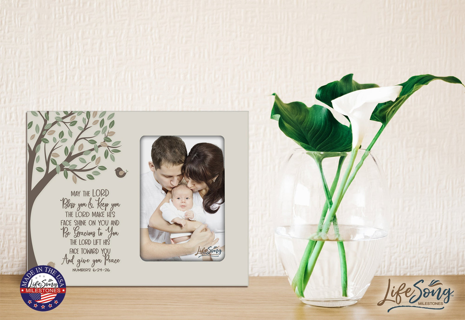 1st Baptism Blessing Photo Frame Gift For Newborn - May The Lord - LifeSong Milestones