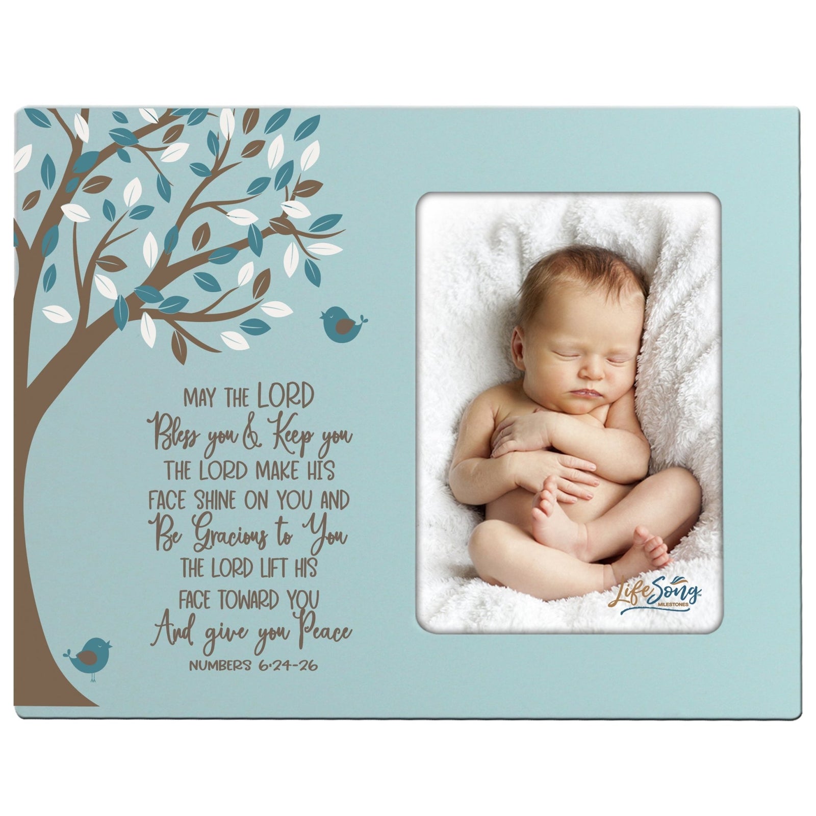 1st Baptism Blessing Photo Frame Gift For Newborn - May The Lord - LifeSong Milestones
