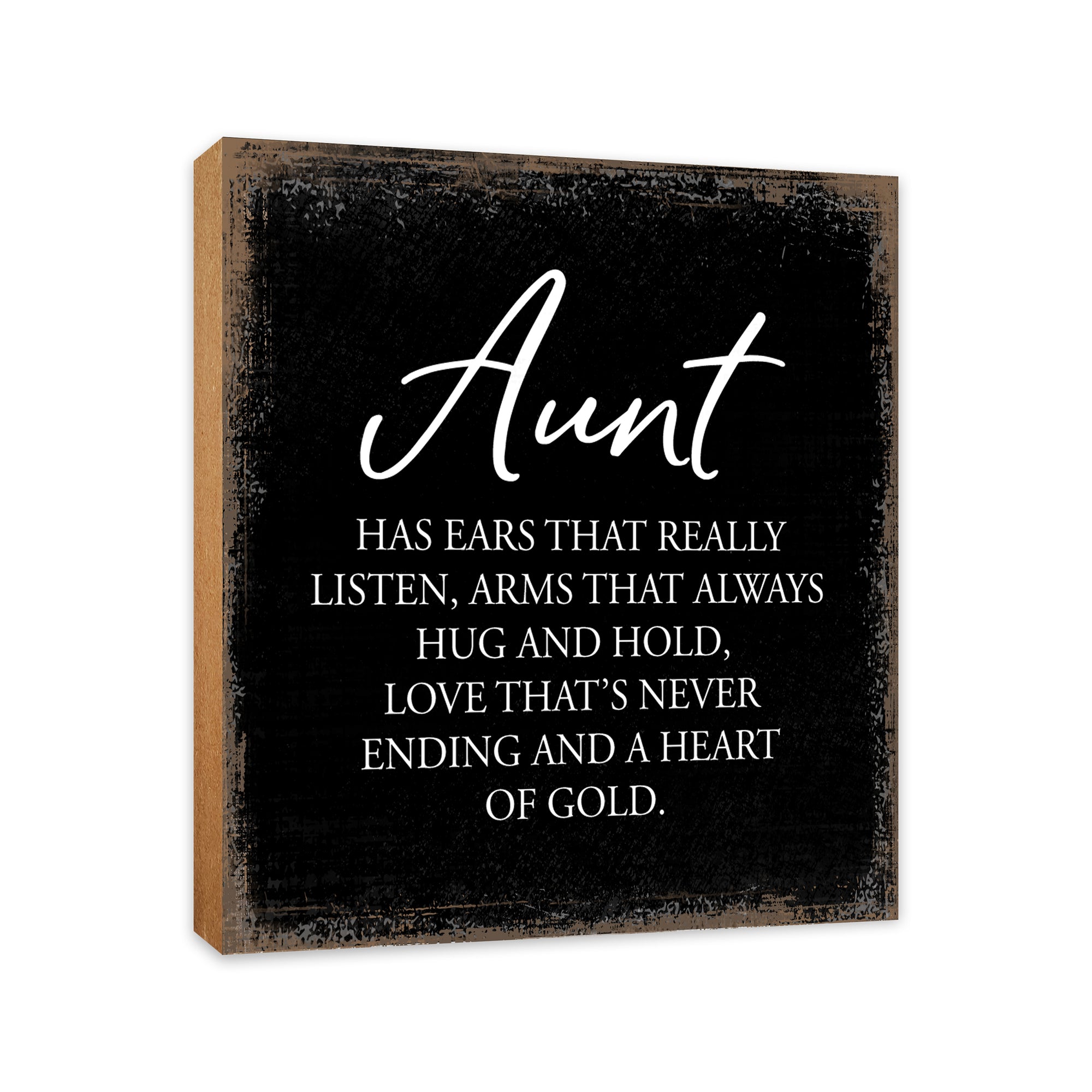 LifeSong Milestones Aunt Has Ears Floral 6x6 Inches Wood Family Art Sign Tabletop and Shelving For Home Décor. Wood Family Signs, art sign tabletop, Wood Art Decor for Living Room, Bedroom, Kitchen, Dining Room, and Entryways Home Decor.