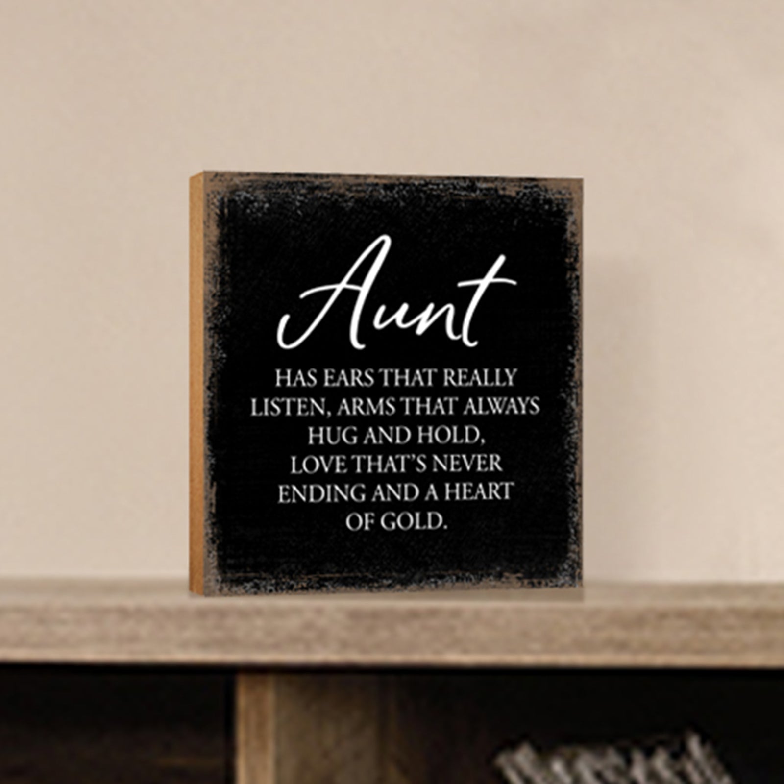 LifeSong Milestones Aunt Has Ears Floral 6x6 Inches Wood Family Art Sign Tabletop and Shelving For Home Décor. Wood Family Signs, art sign tabletop, Wood Art Decor for Living Room, Bedroom, Kitchen, Dining Room, and Entryways Home Decor.