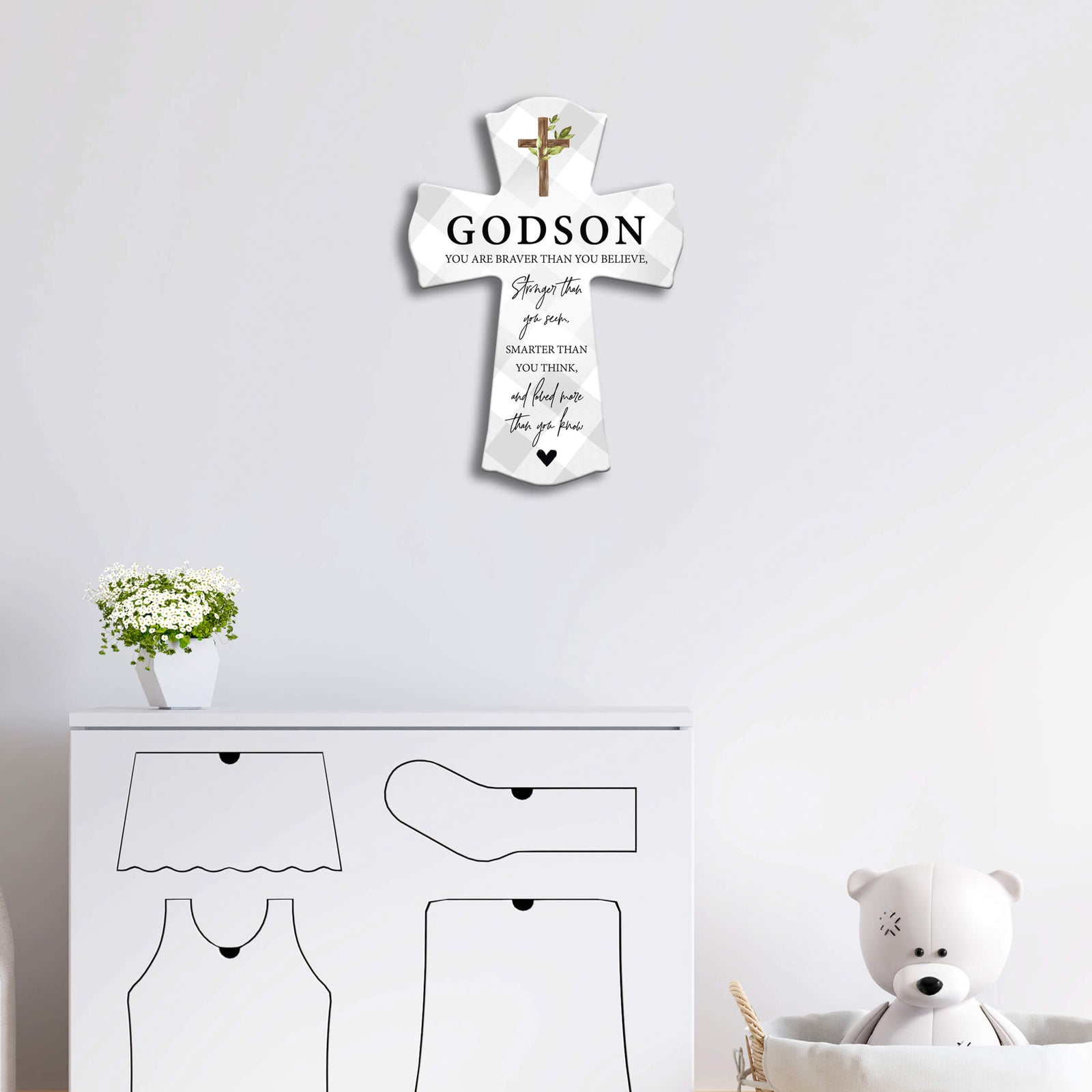 Wooden Wall Cross for Godson