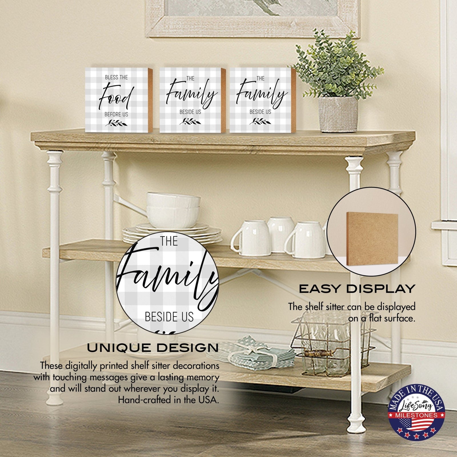 3 Piece Set Wooden Shelf Décor and Tabletop Signs - LifeSong Milestones