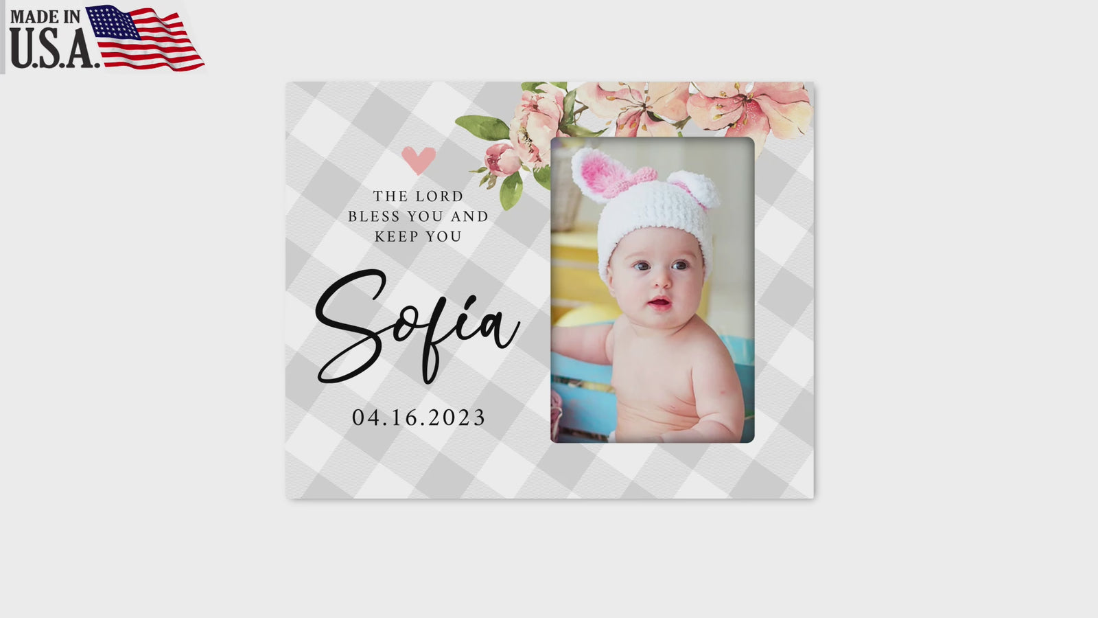 Personalized Baby Baptism Wooden Picture Frame - LifeSong Milestones