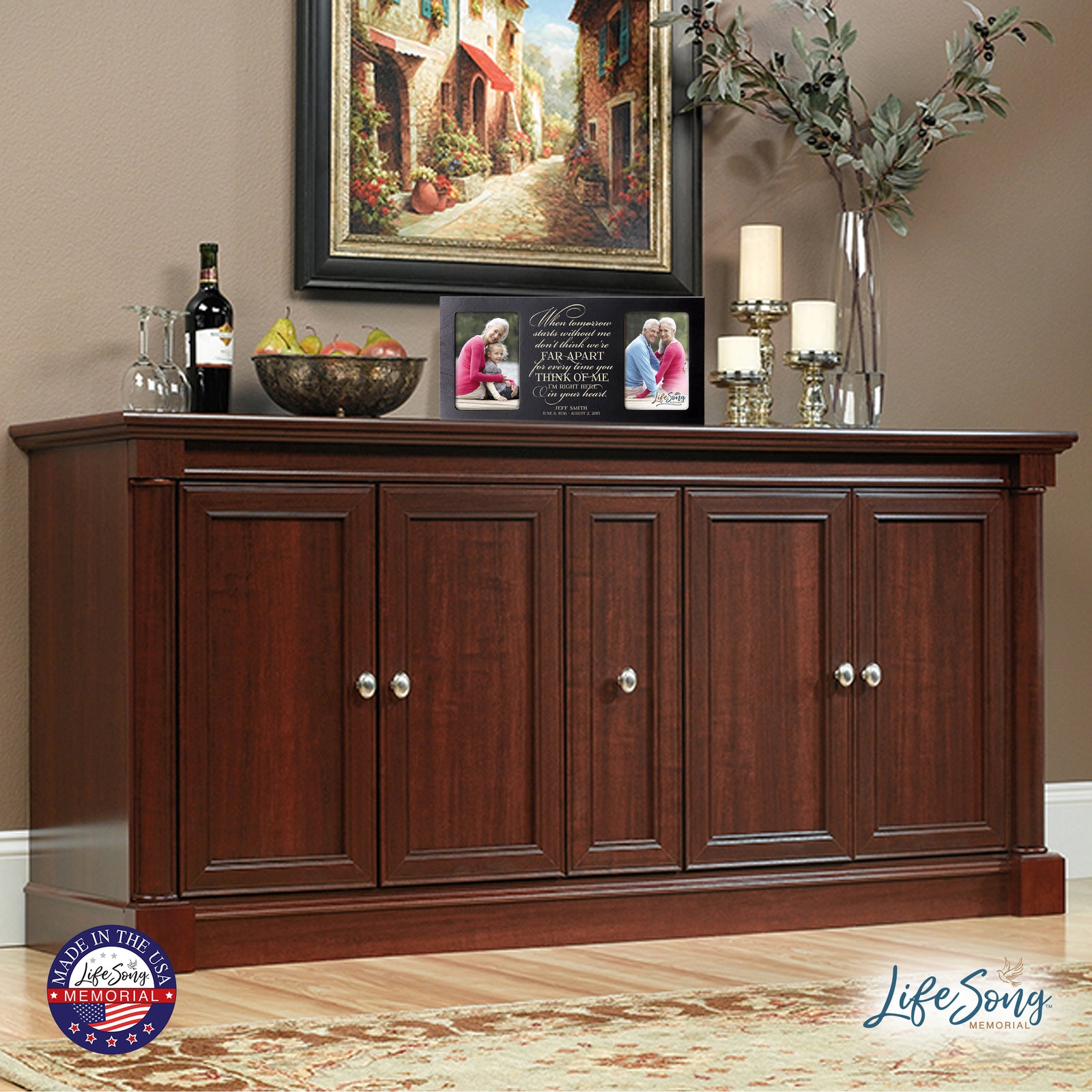 Custom Wooden Memorial Double Picture Frame holds 2-4x6 photo - In Your Heart