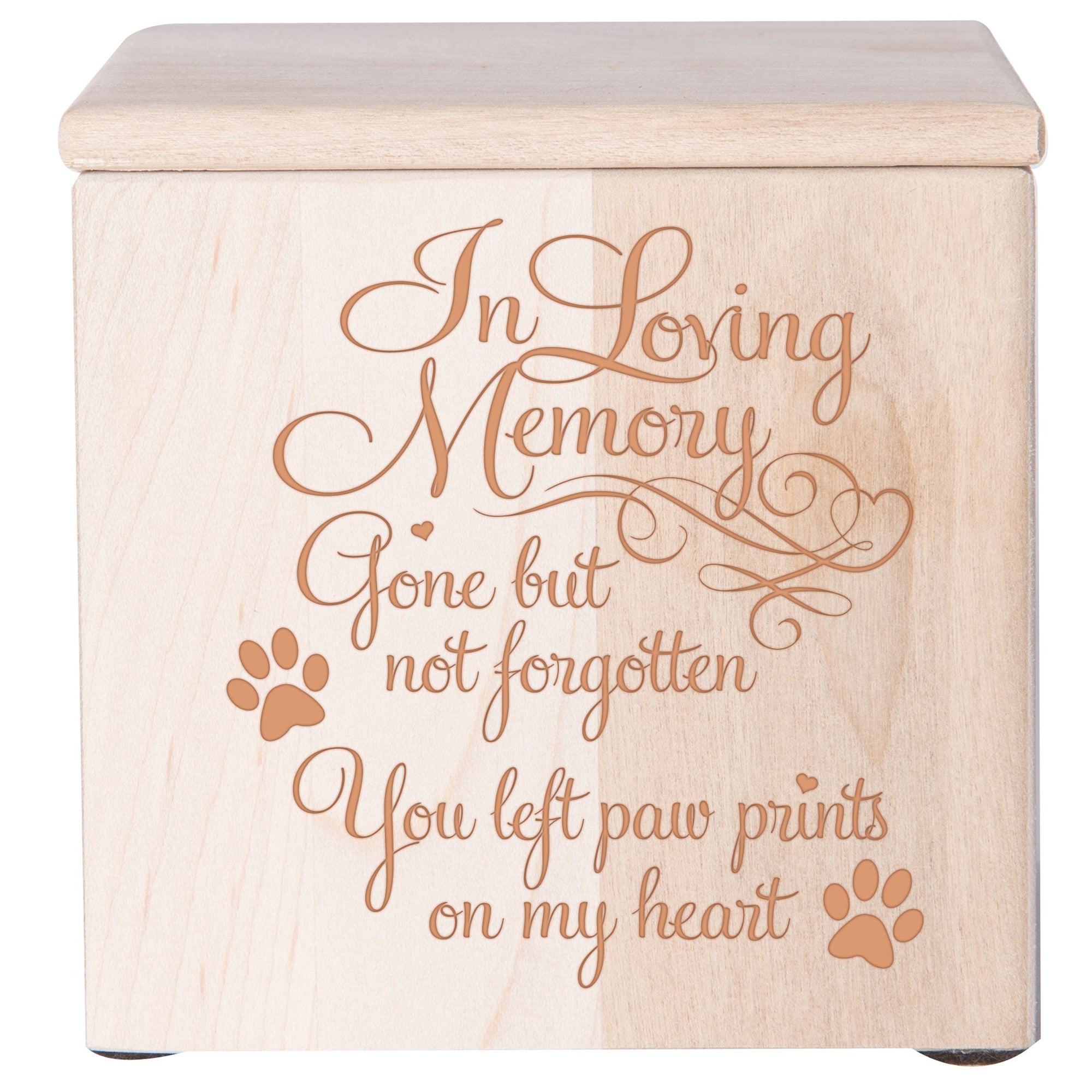 Maple Pet Memorial 3.5x3.5 Keepsake Urn with phrase "Gone But Not Forgotten"