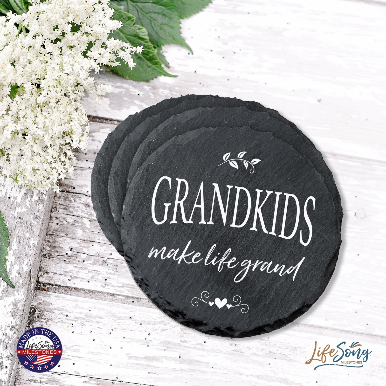 6pc Coaster Set Kitchen and Tabletop Decorations 4x4 Gift for Grandchildren Fill - LifeSong Milestones
