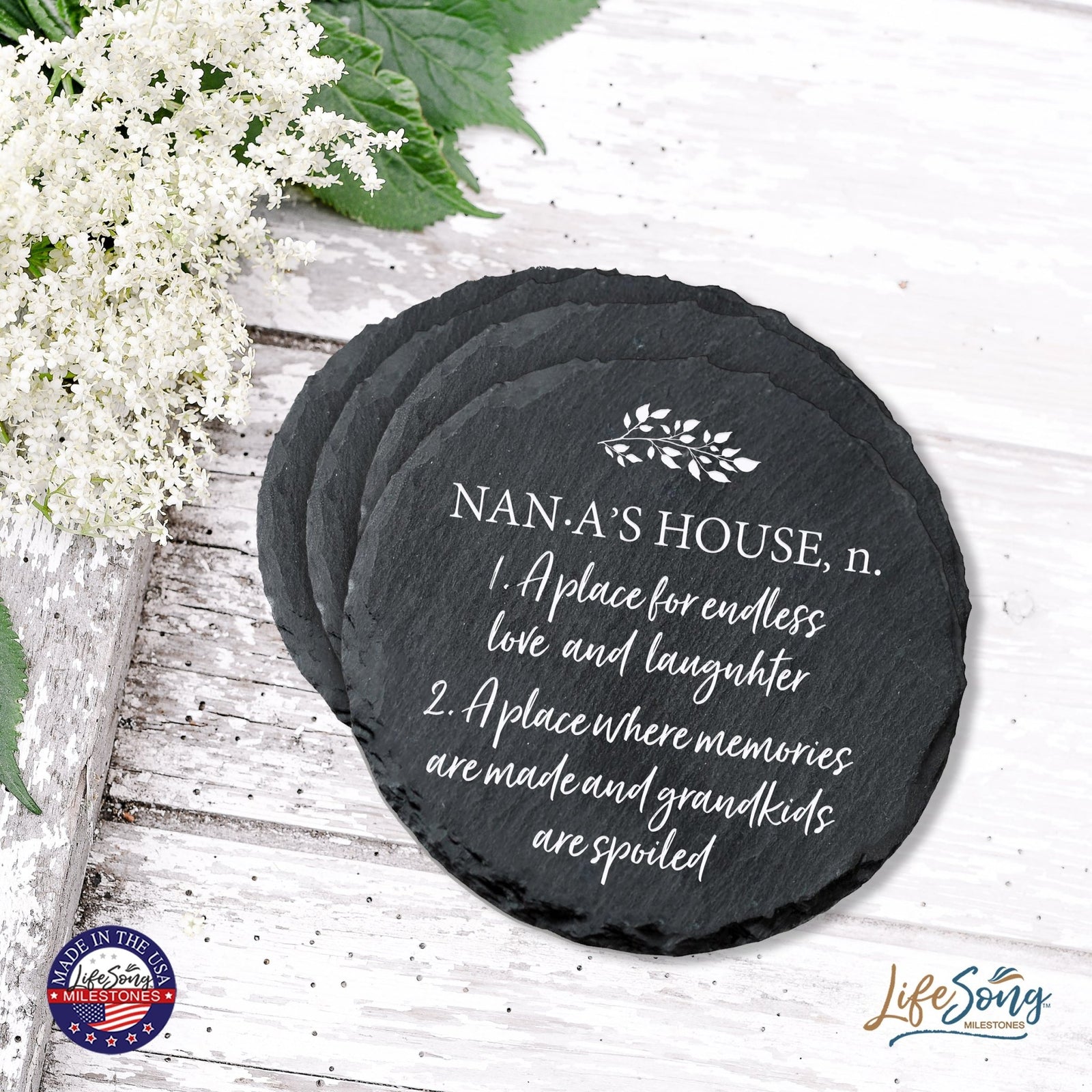 6pc Coaster Set Kitchen and Tabletop Decorations 4x4 Gift for Nana & Papa's House - LifeSong Milestones