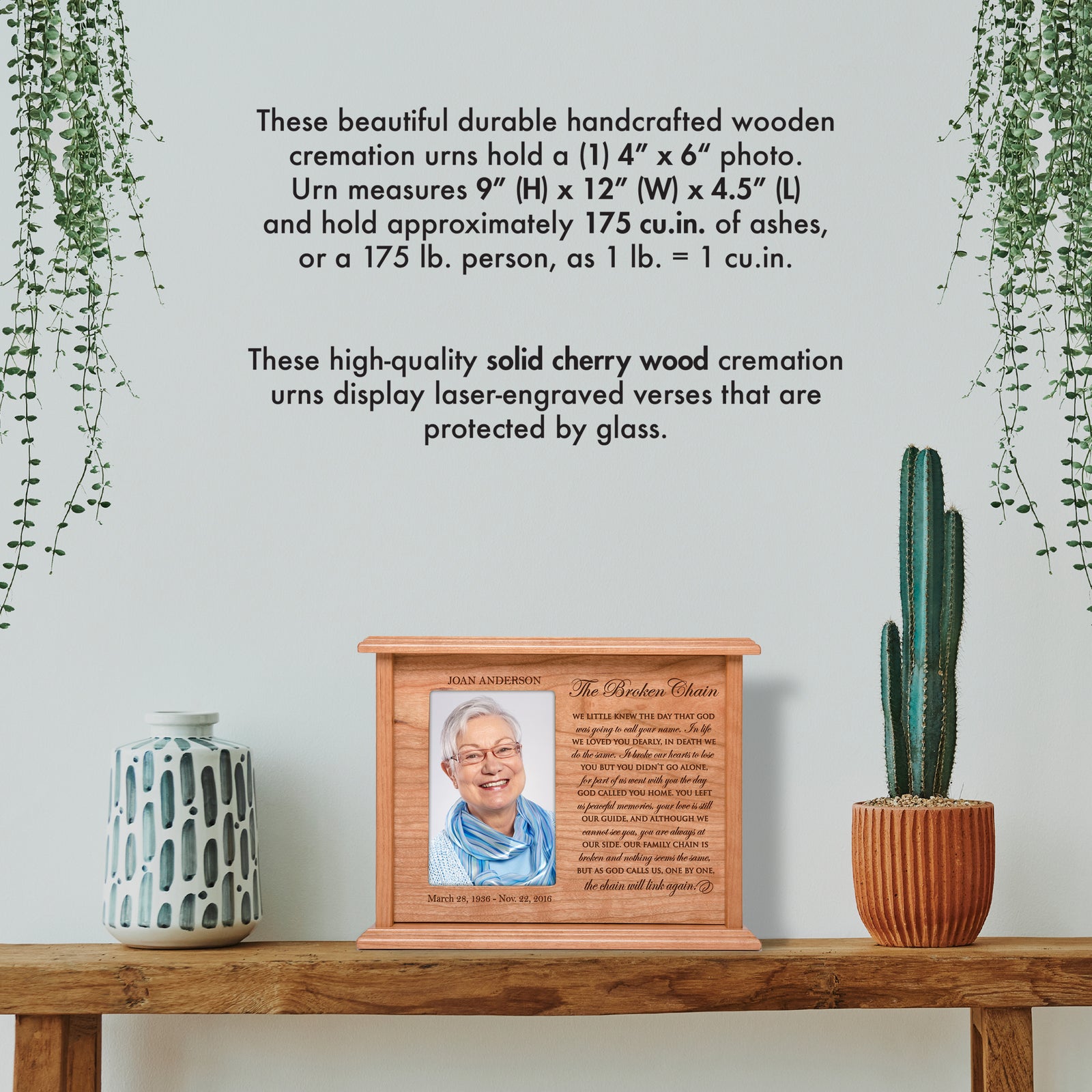 Engraved Funeral Cremation Urn for Human Ashes