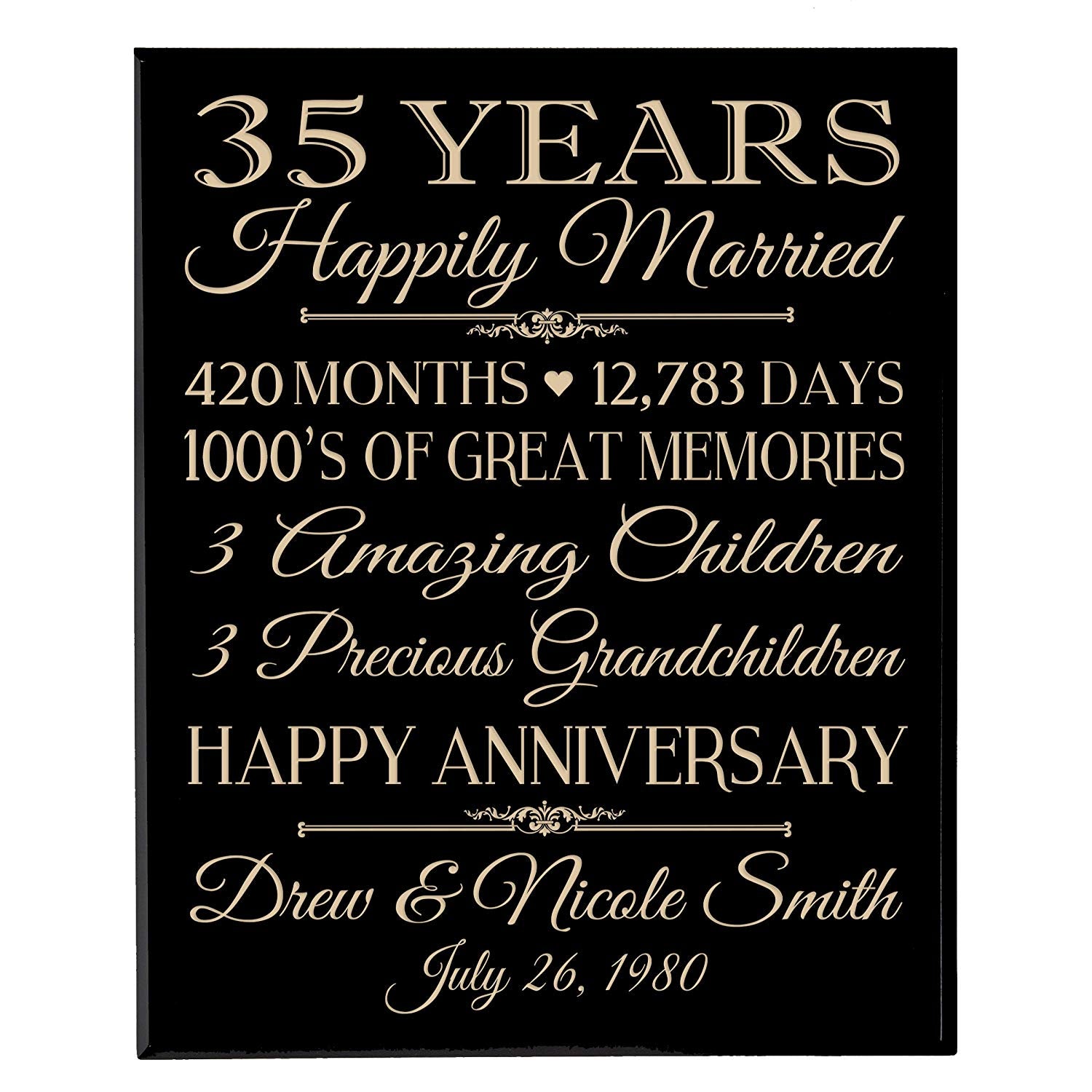 Personalized 35th Anniversary Wall Plaque - Happily Married