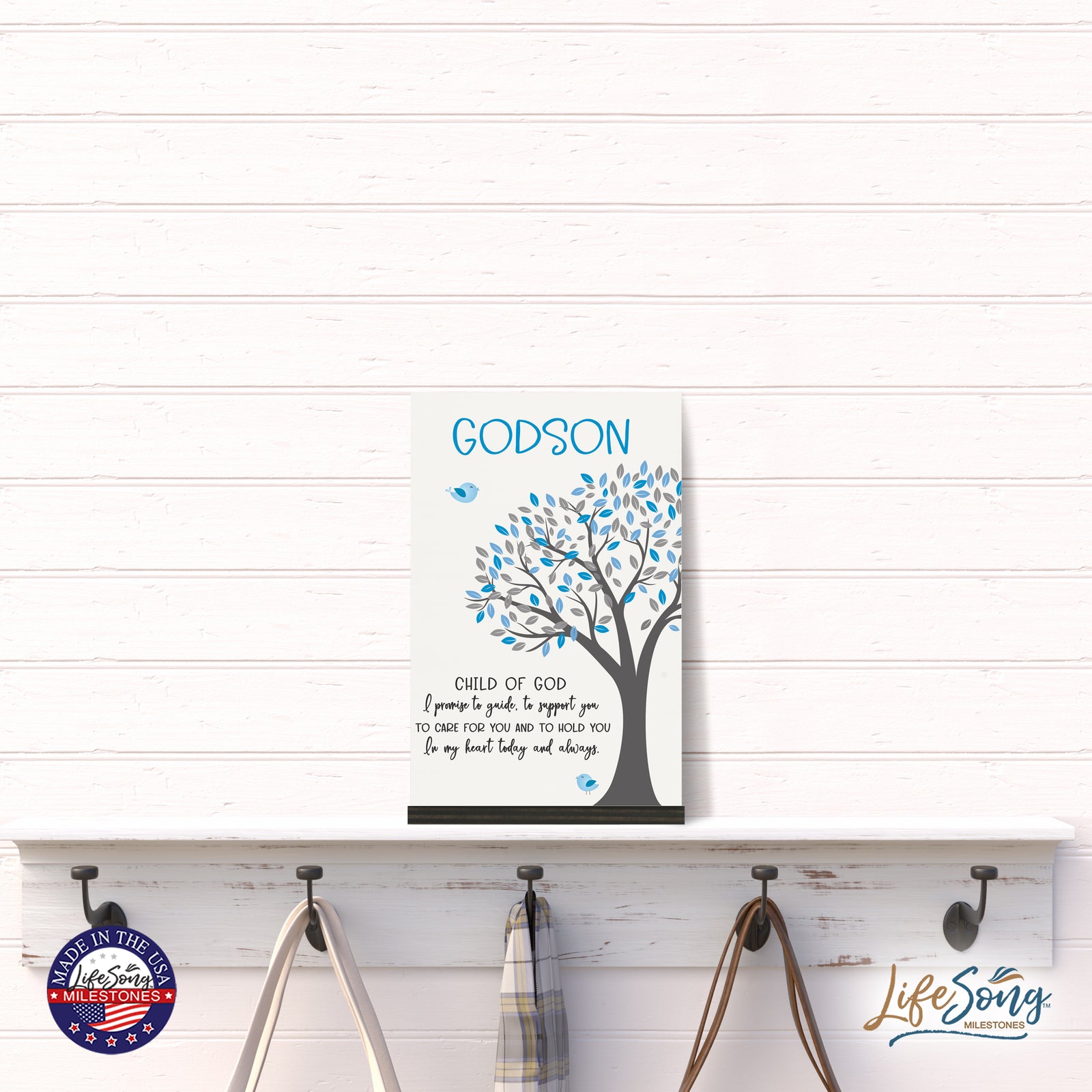 LifeSong Milestones Modern 8x12in Decorative White Acrylic Signs With Wooden Base – I Promise To Guide You. Living Room, Bedroom, Kitchen, Dining Room, and Entryways Decorations Housewarming Gift ideas. Christening, Baptismal, Confirmation, Birthday Gift Ideas For Goddaughters and Godsons. Perfect gift idea for Godfathers, Godmothers, and Godparents’ Birthday Celebration.