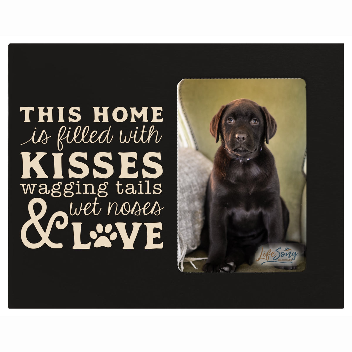 LifeSong Milestones Engraved Pet Vertical Photo Frame Gift Ideas for Black Lab &amp; Dog Lovers - Golden Lab Owner Frame Gift 8”x10” Holds 4”x6” Photo