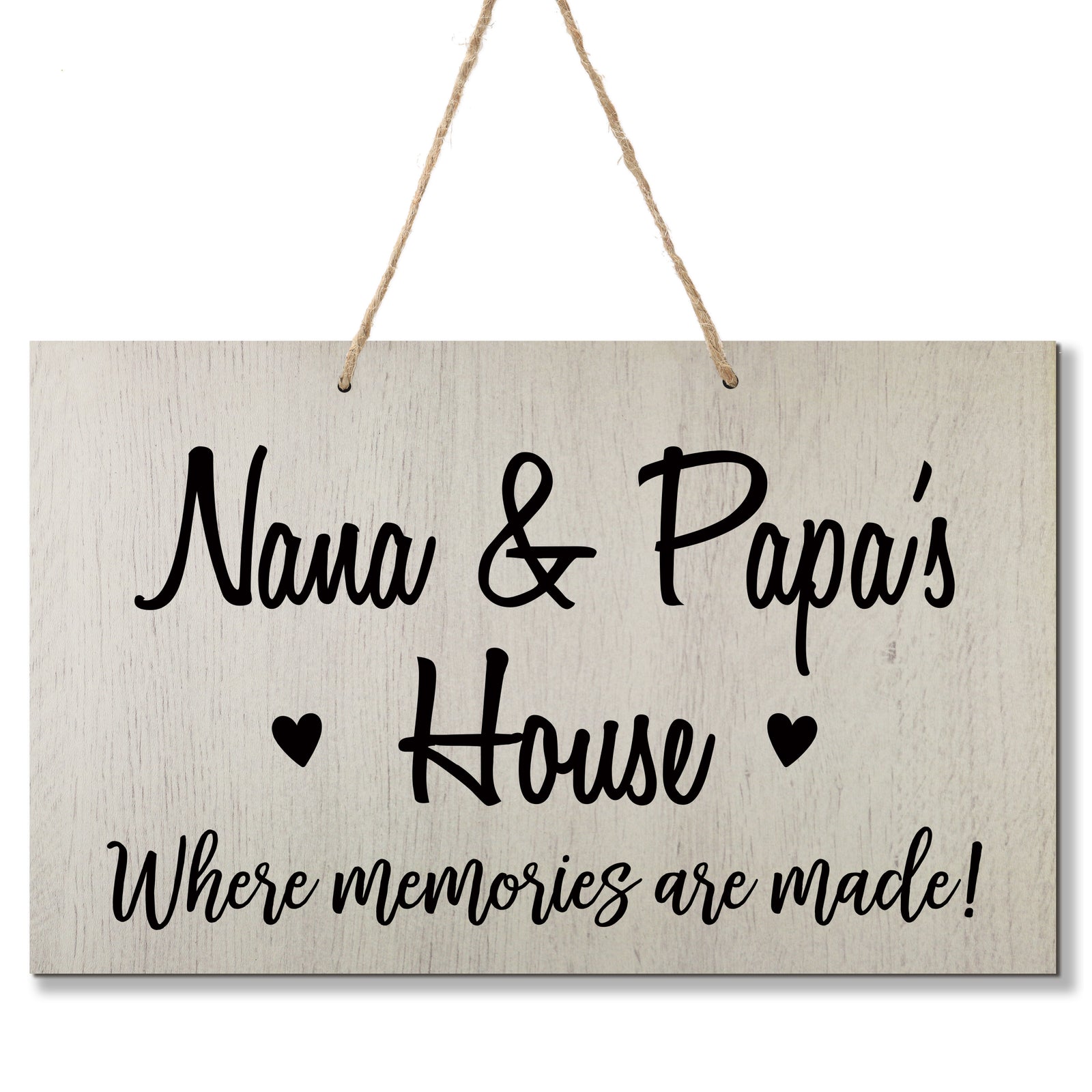Personalized Grandparent Wall Hanging Sign Gift - Memories Are Made Nana and Papa White