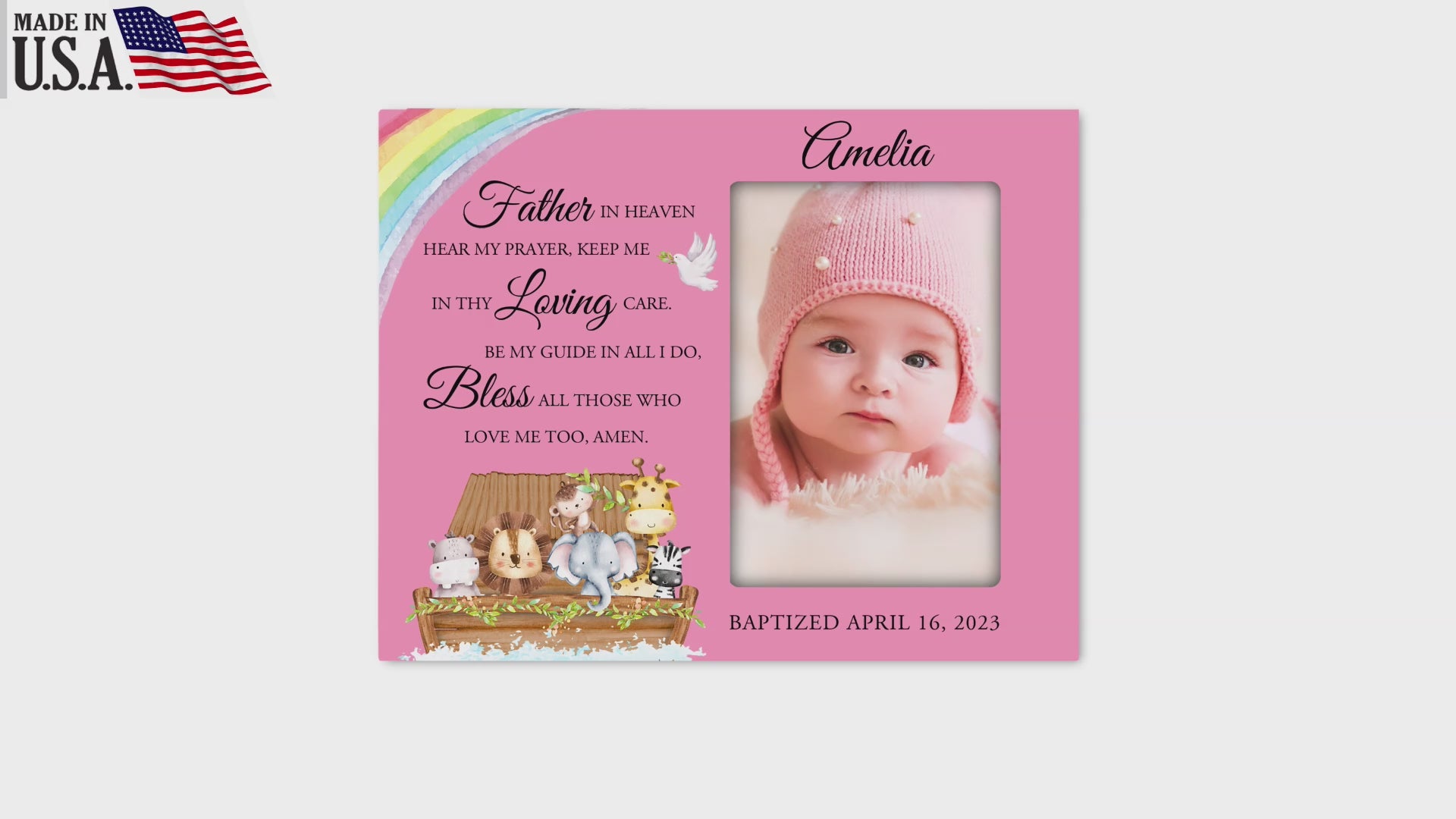 Personalized Baby Baptism Wooden Picture Frame