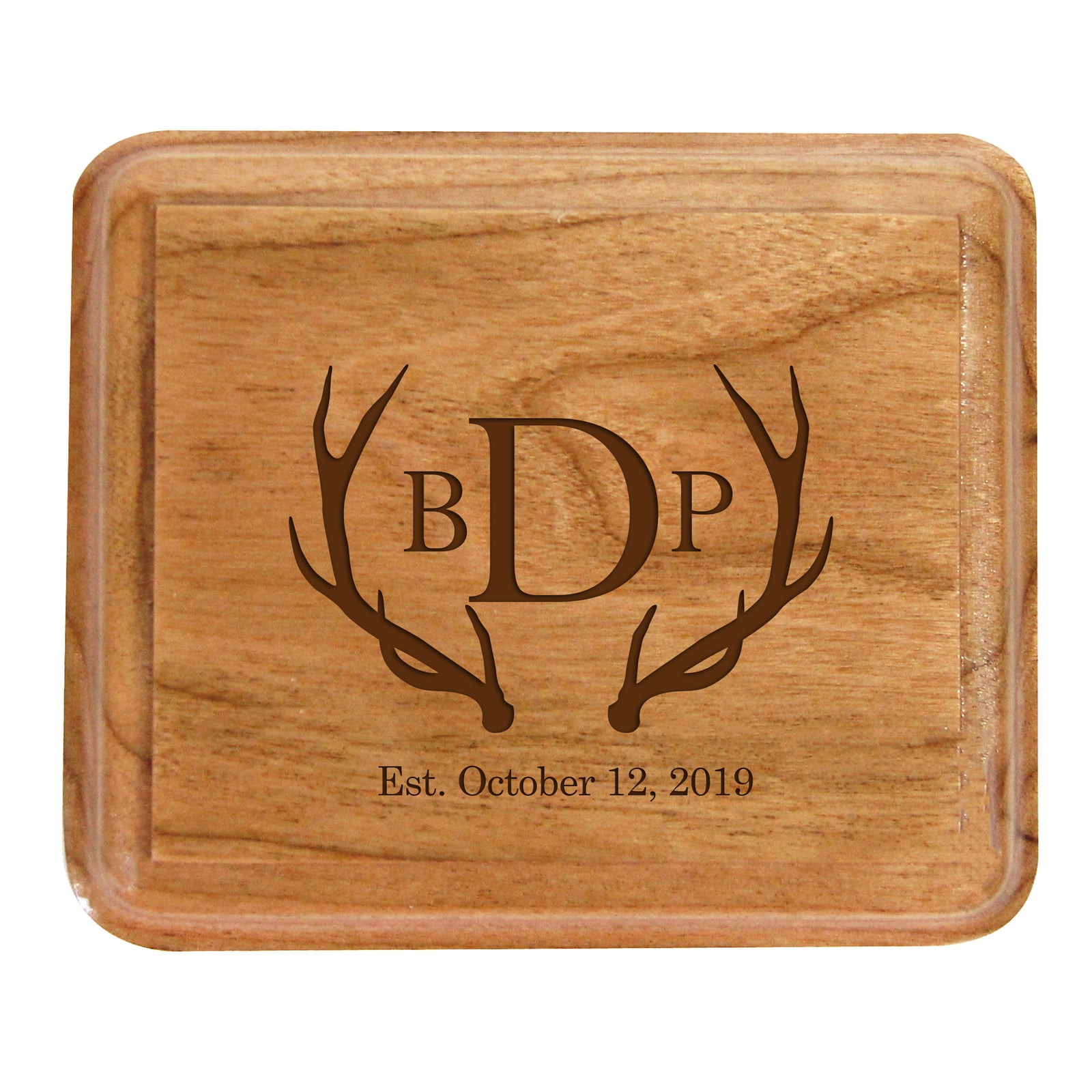 Custom Engraved Cherry Wedding Double Ring Box 3.5” x 3”
