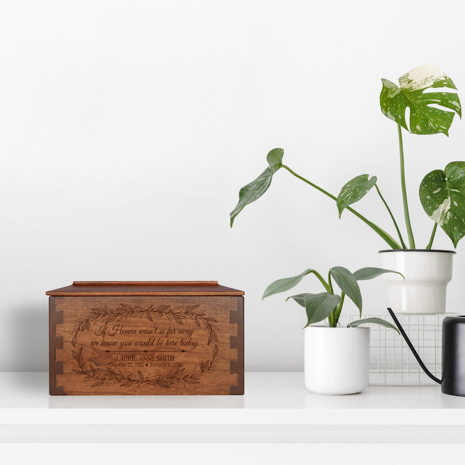 Custom Funeral Medium Decorative Dovetail Urn Box - If Heaven Wasn't So Far