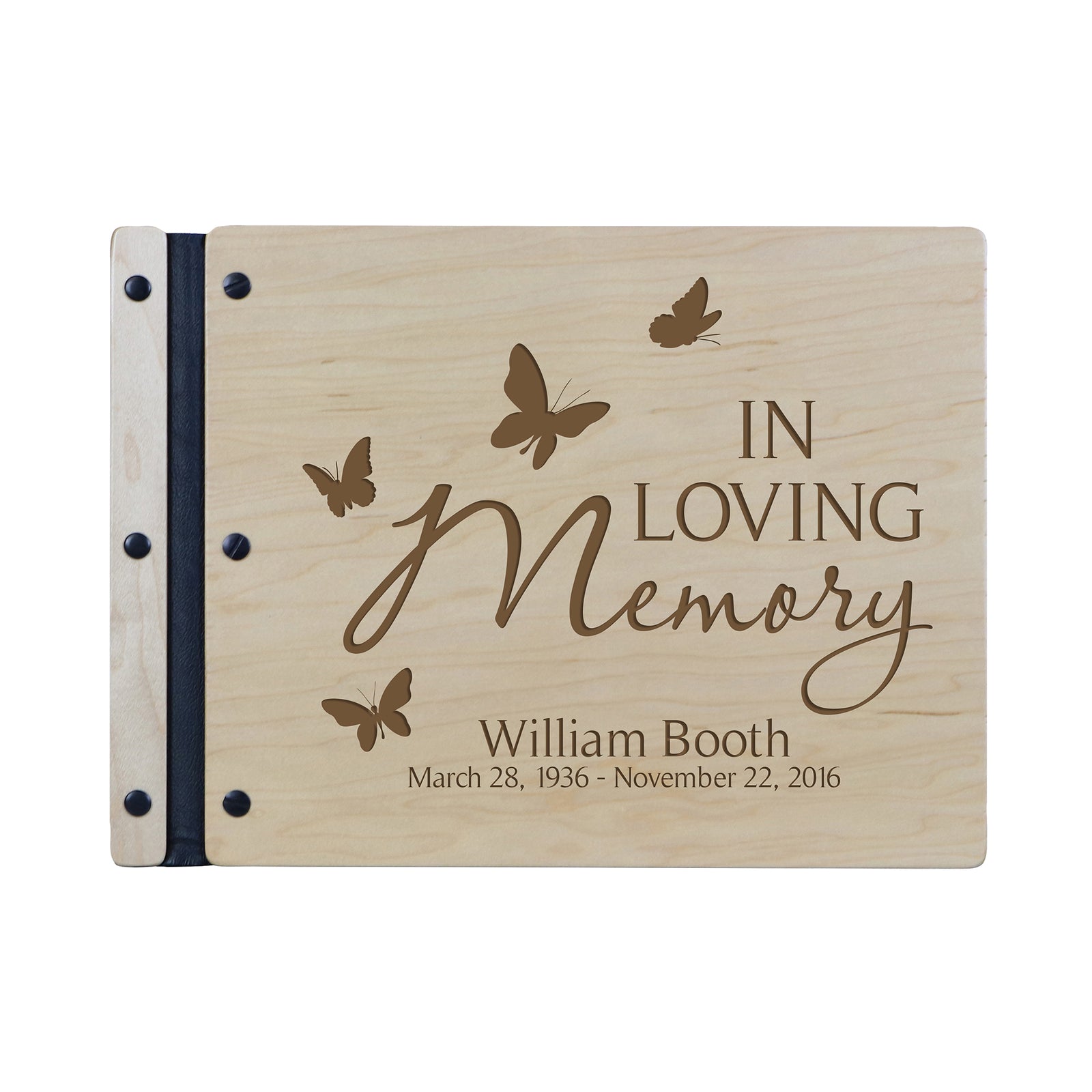 Lifesong Milestones Funeral Guest Book Personalized Wooden Memorial Guestbook Celebration of Life Guest Book Remembrance In Loving Memory Keepsake 13.375” x 10” x .75”-In Loving Memory