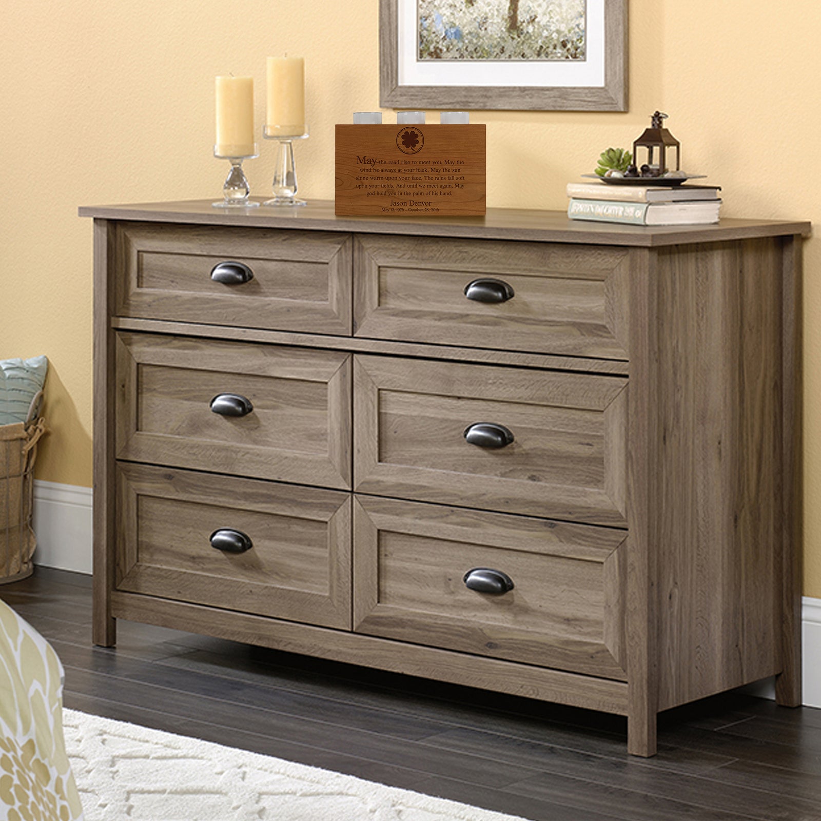 Custom Engraved 3 Votive Candle Holder and Urn Box for Human Ashes holds 90 cu in You Have Lived Forever