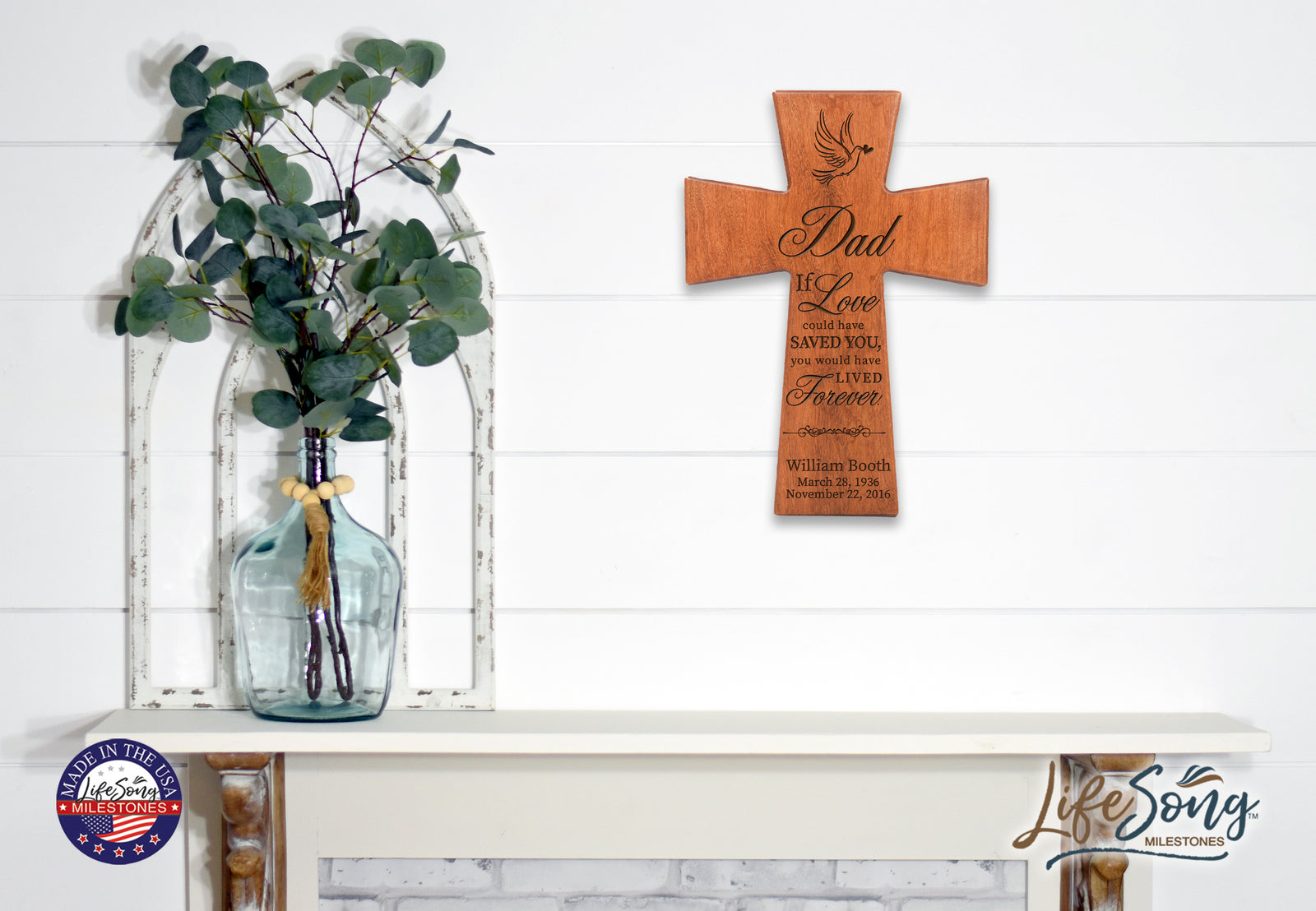 Custom Memorial Wooden Cross 12x17 Dad, If Love Could
