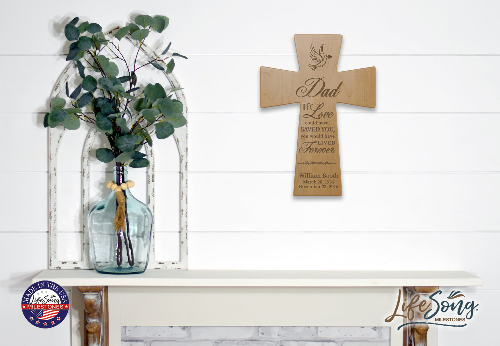 Custom Memorial Wooden Cross 12x17 Dad, If Love Could