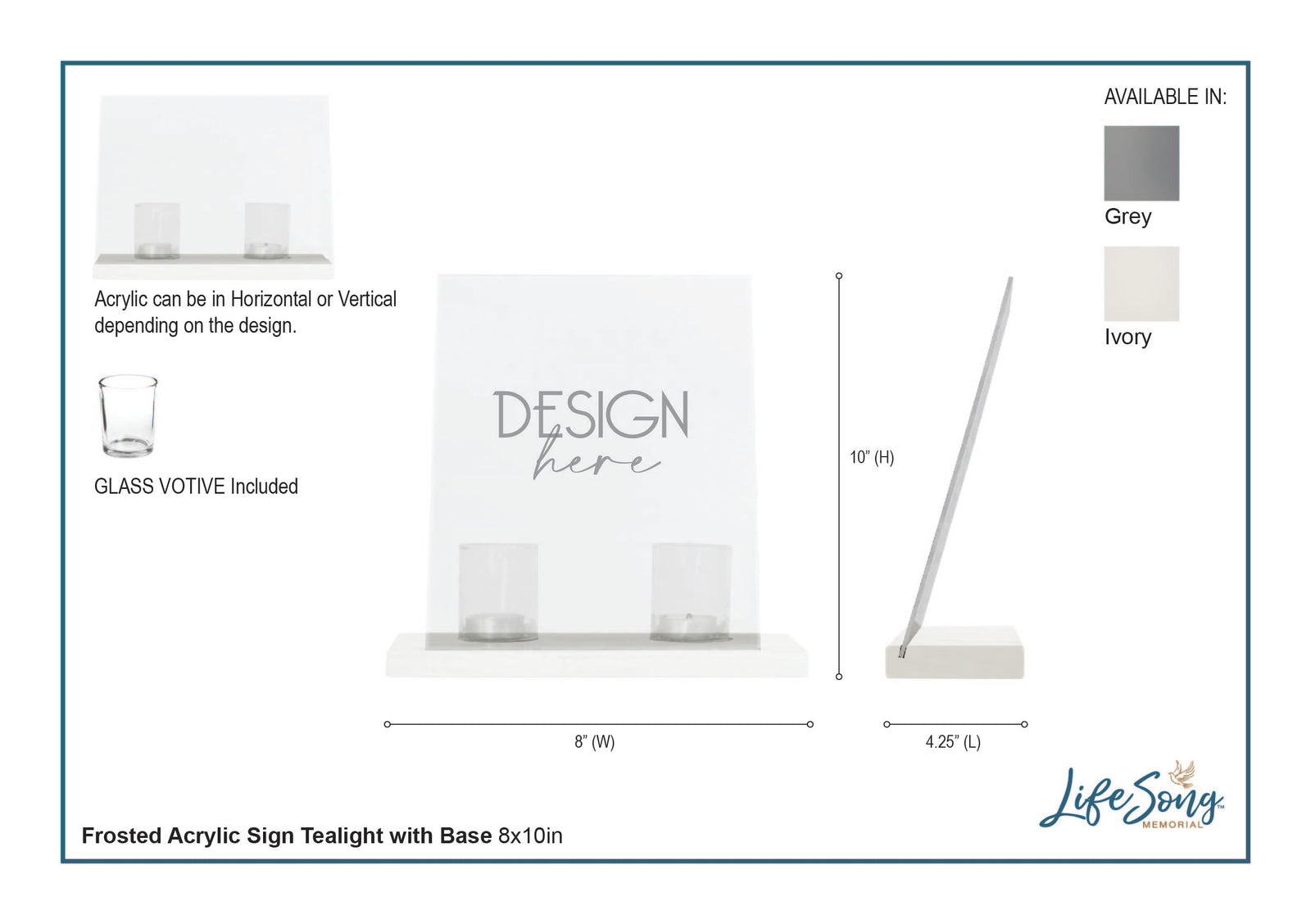 LifeSong Milestones Custom Memorial Funeral Candle Holder Holder Loss of Loved Ones 8x10 Acrylic Bereavement Sign with Wood Base Until We Meet Again.
