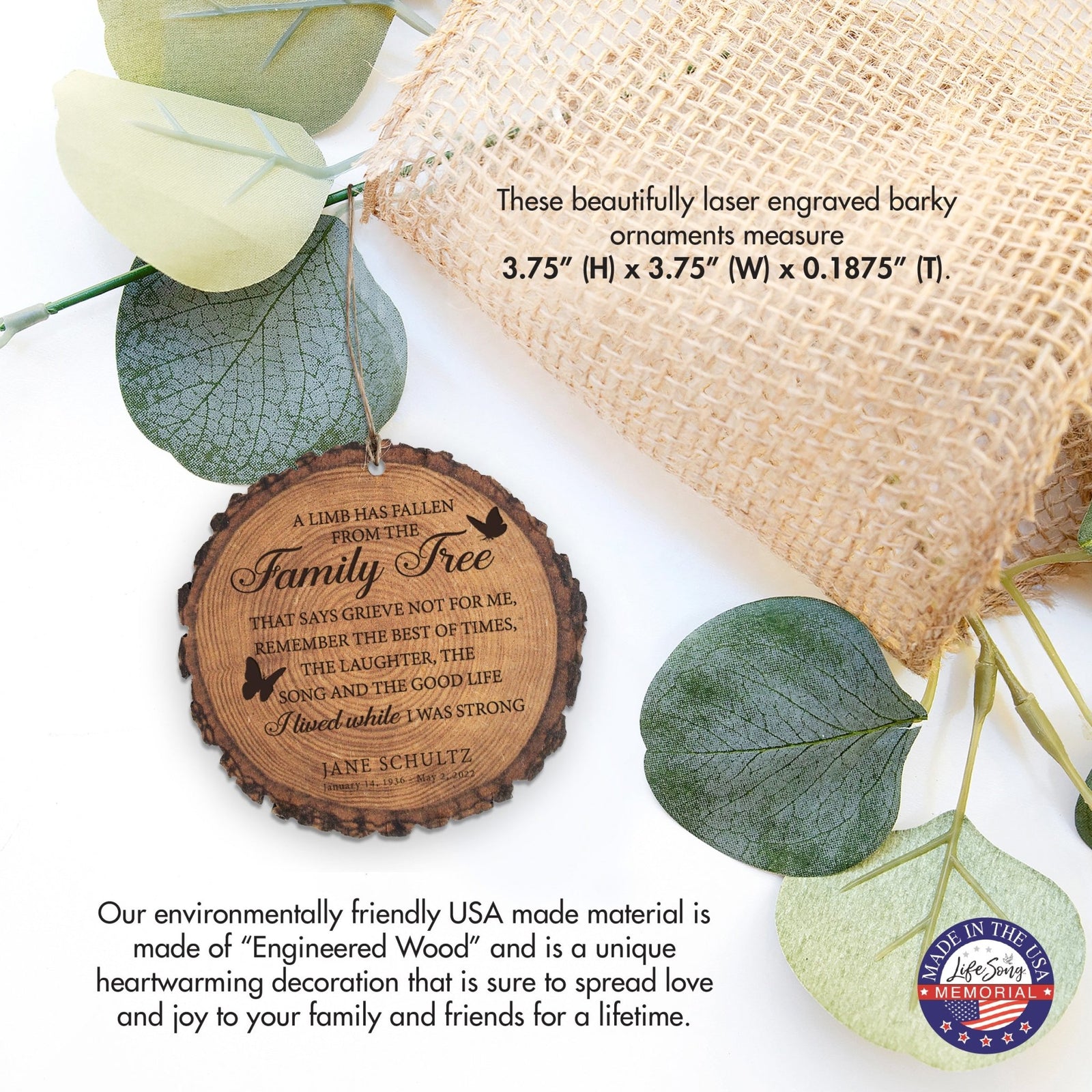 A Limb Has Fallen Custom-Engraved Memorial Barky Ornament For The Loss Of Loved One Sympathy Gift - LifeSong Milestones