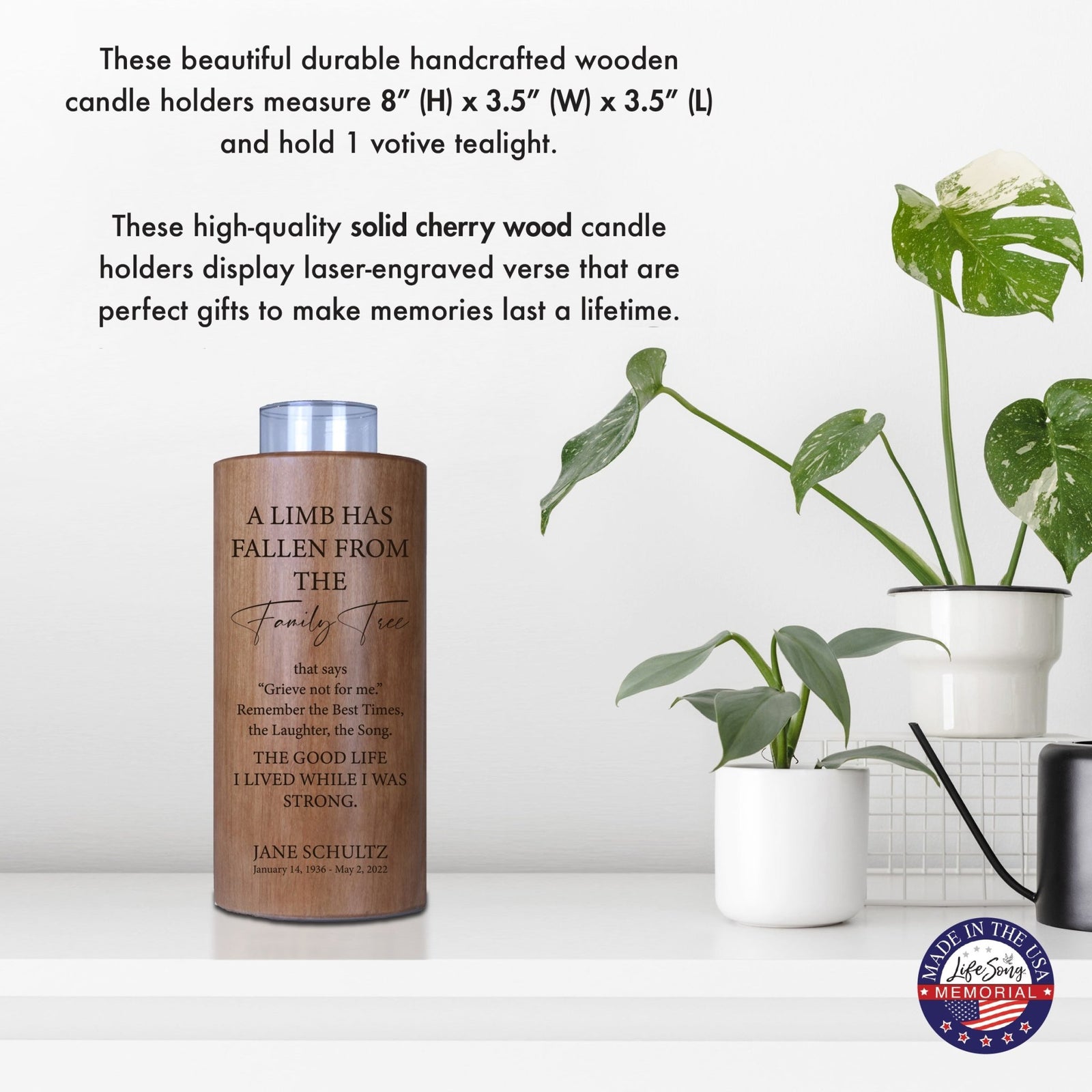 A Limb Has Fallen Custom-Engraved Memorial Round Single Votive Tealight Candle Holder For The Loss Of Loved One Sympathy Gift - LifeSong Milestones