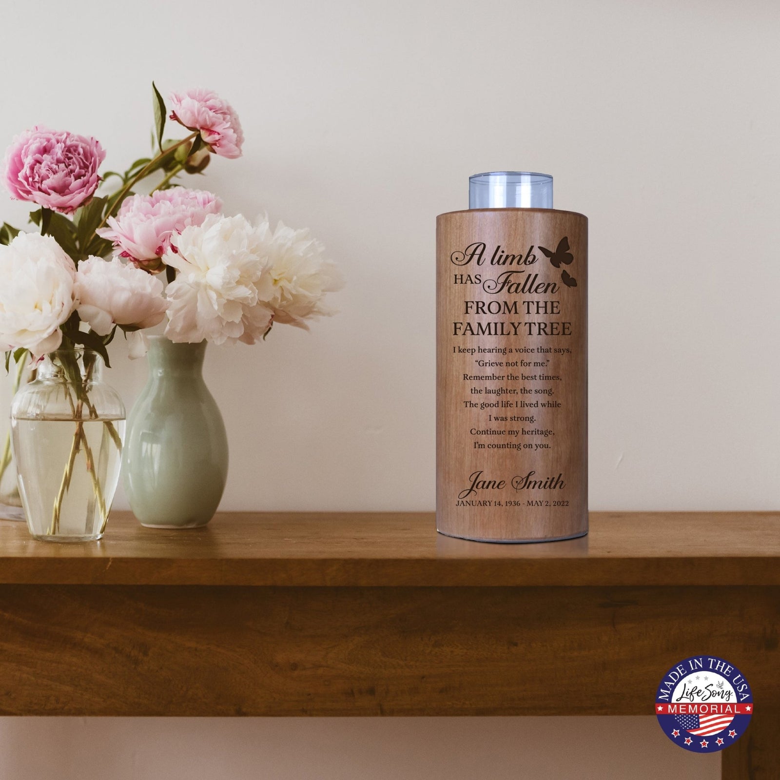 A Limb Has Fallen Custom-Engraved Memorial Round Single Votive Tealight Candle Holder For The Loss Of Loved One Sympathy Gift - LifeSong Milestones