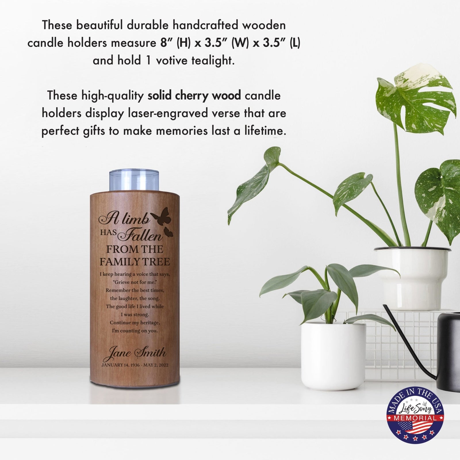 A Limb Has Fallen Custom-Engraved Memorial Round Single Votive Tealight Candle Holder For The Loss Of Loved One Sympathy Gift - LifeSong Milestones