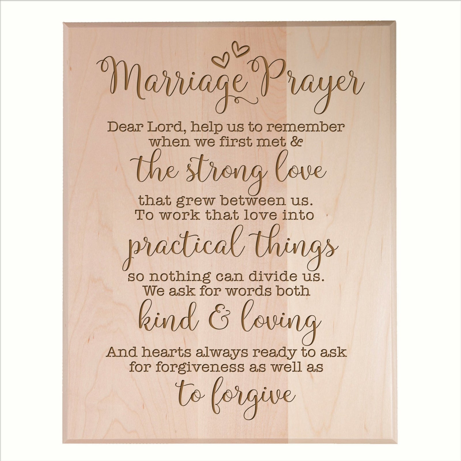 A Marriage Prayer Engraved 12x15 Plaque - With Hearts - LifeSong Milestones