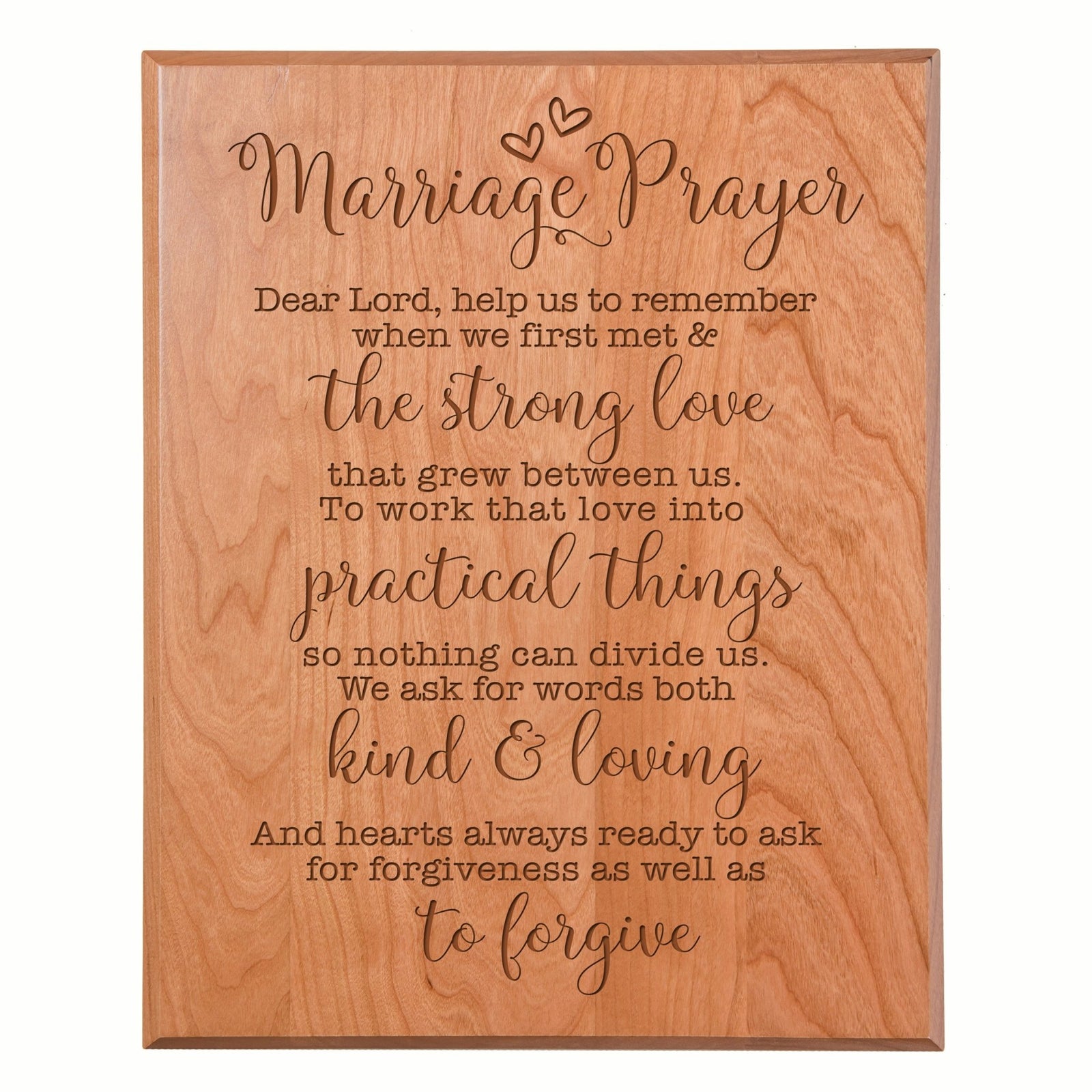 A Marriage Prayer Engraved 12x15 Plaque - With Hearts - LifeSong Milestones
