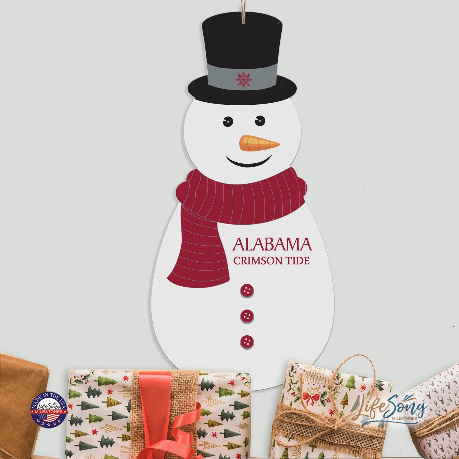 Alabama Crimson Tide Snowman Christmas Tree Ornament - LifeSong Milestones