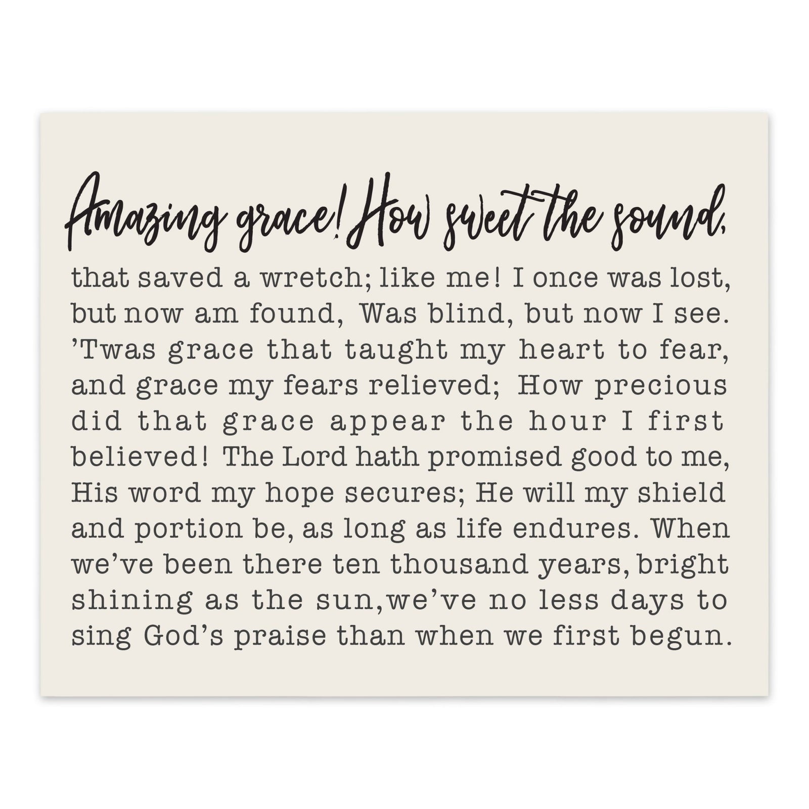 Amazing Grace Lyrics Wall Decor Plaque - LifeSong Milestones